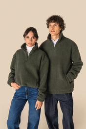 Spasso SP403 - Unisex Sherpa Dropped Shoulders Quarter Zip Sweatshirt