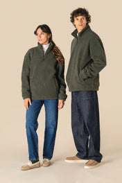 Spasso SP403 - Unisex Sherpa Dropped Shoulders Quarter Zip Sweatshirt