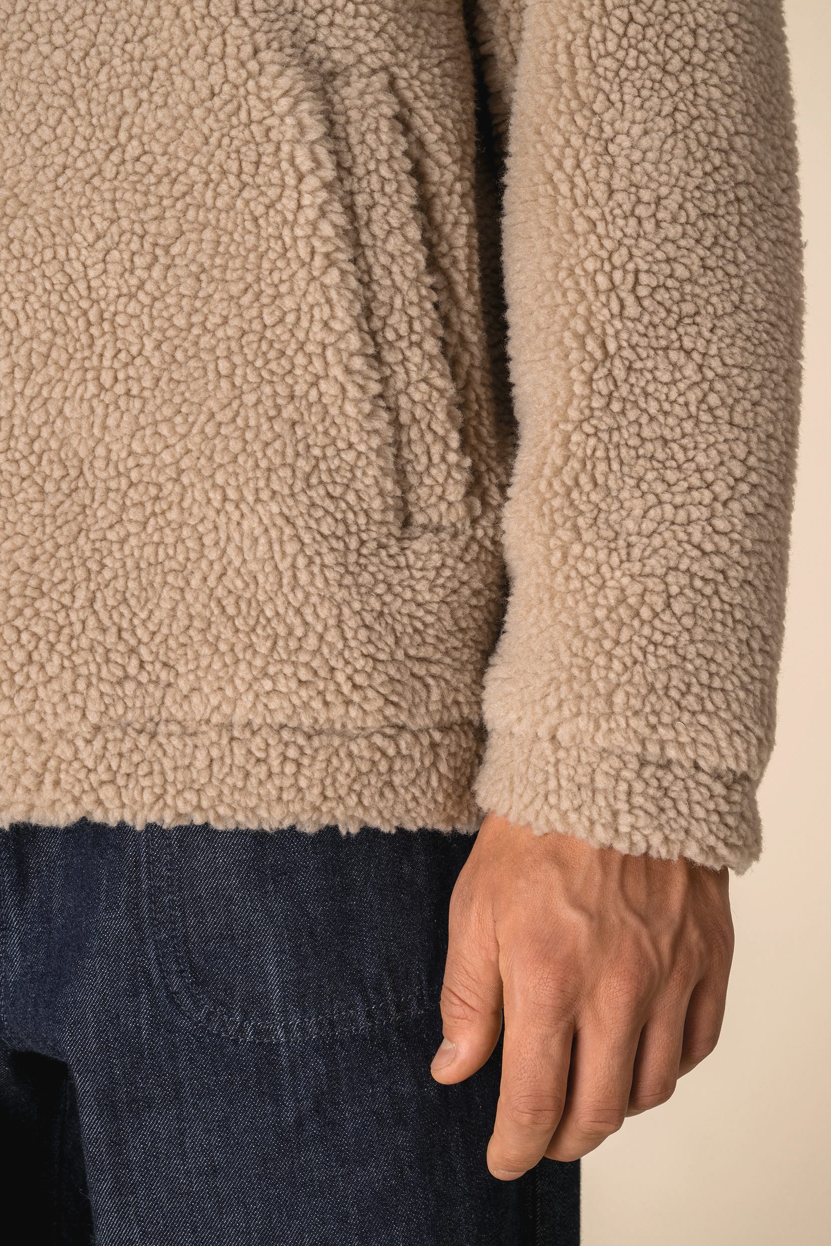 Spasso SP403 - Unisex Sherpa Dropped Shoulders Quarter Zip Sweatshirt