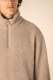Spasso SP403 - Unisex Sherpa Dropped Shoulders Quarter Zip Sweatshirt