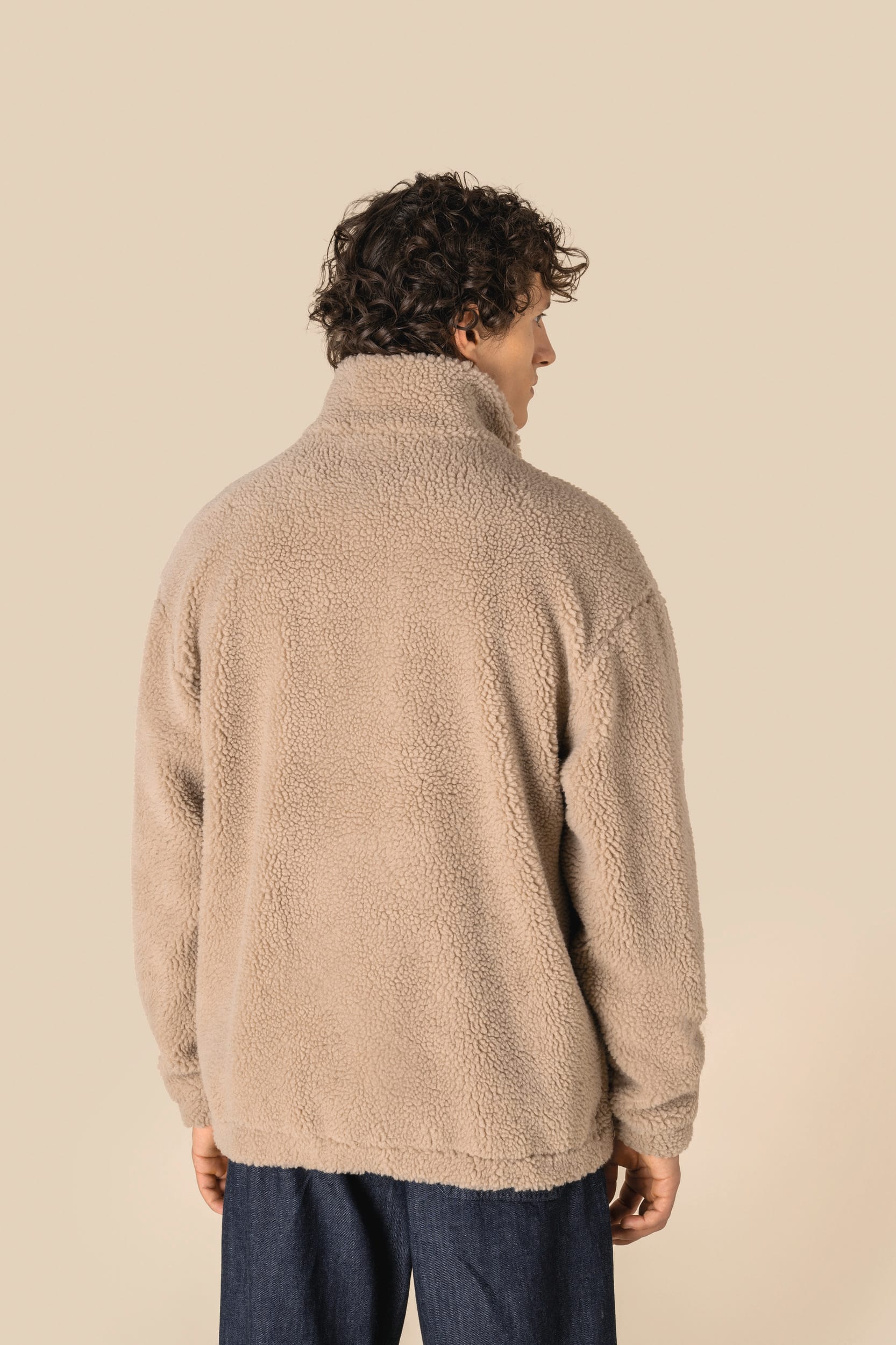 Spasso SP403 - Unisex Sherpa Dropped Shoulders Quarter Zip Sweatshirt