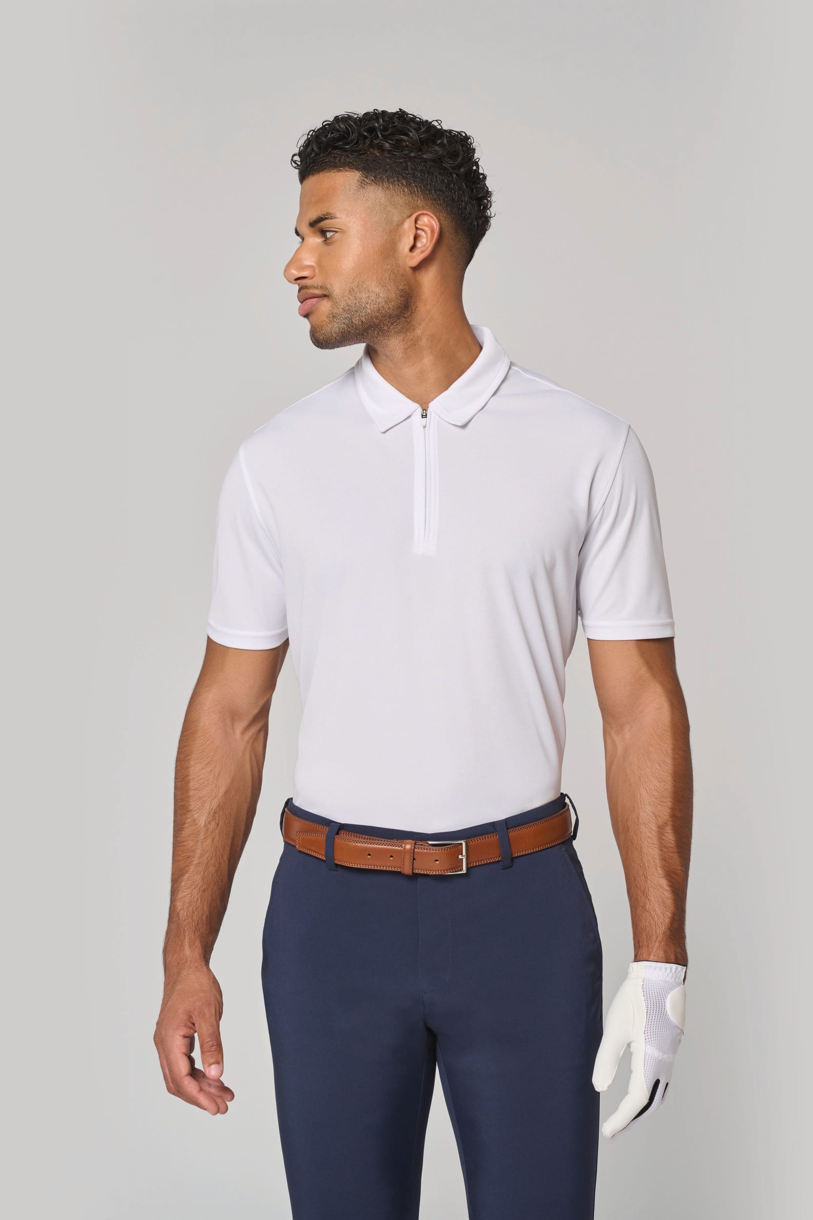 Men's 1/4 Zip Sports Polo Shirt | Organic Blank