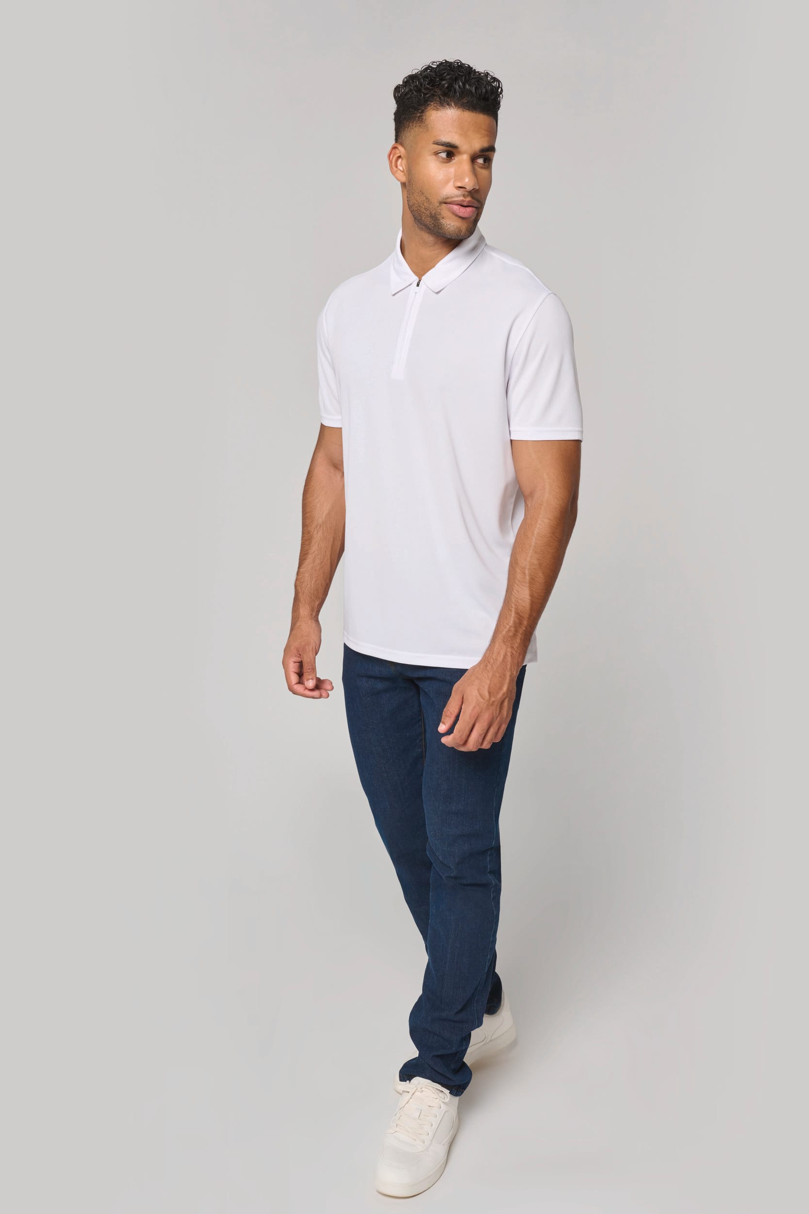 Men's 1/4 Zip Sports Polo Shirt | Organic Blank