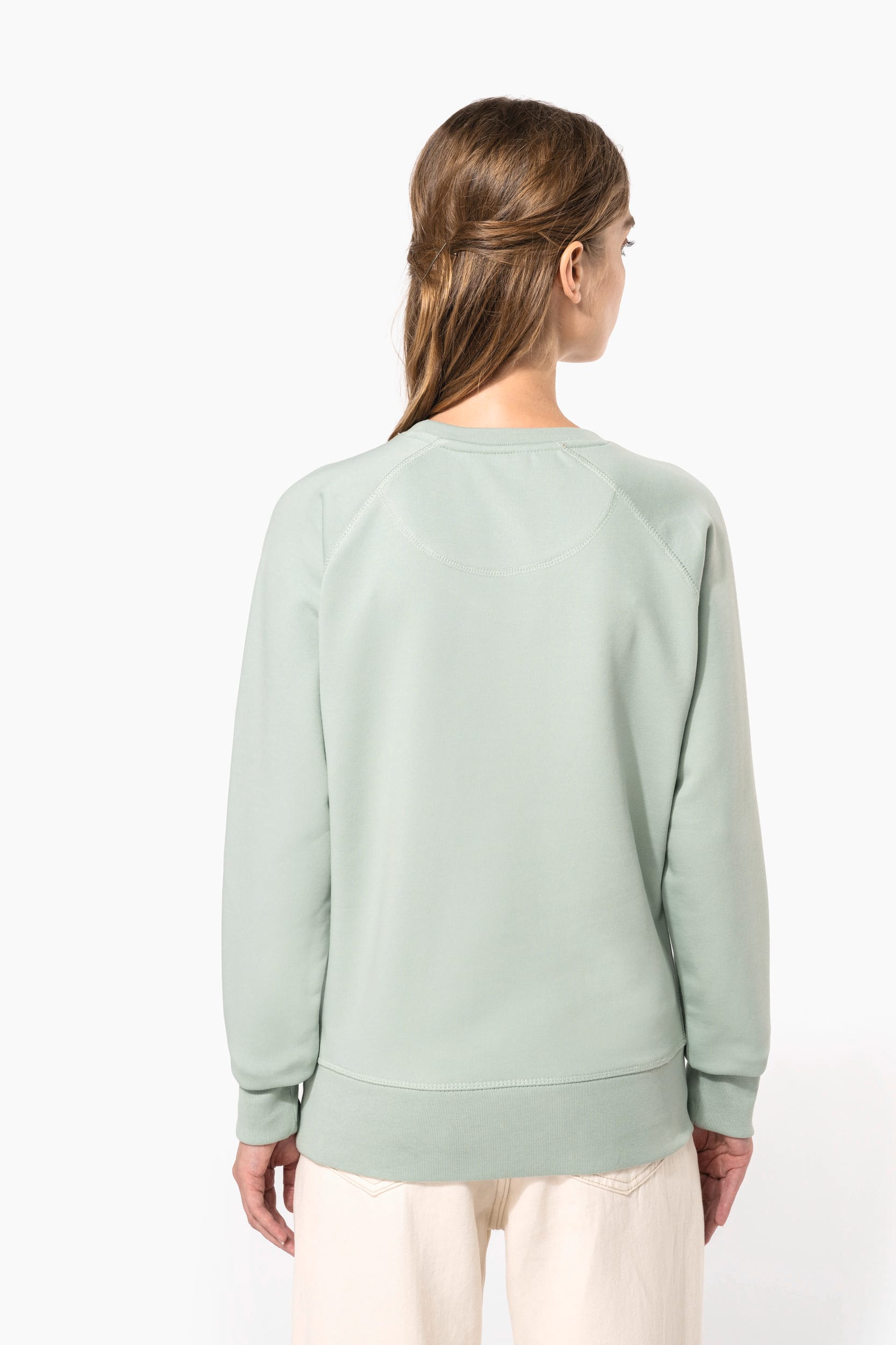Sweat-shirt à manches raglan et col rond en coton biologique pour femmes - K481