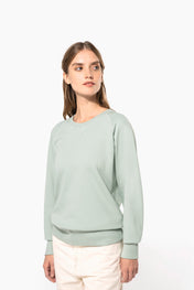 Sweat-shirt à manches raglan et col rond en coton biologique pour femmes - K481