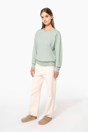 Sweat-shirt à manches raglan et col rond en coton biologique pour femmes - K481