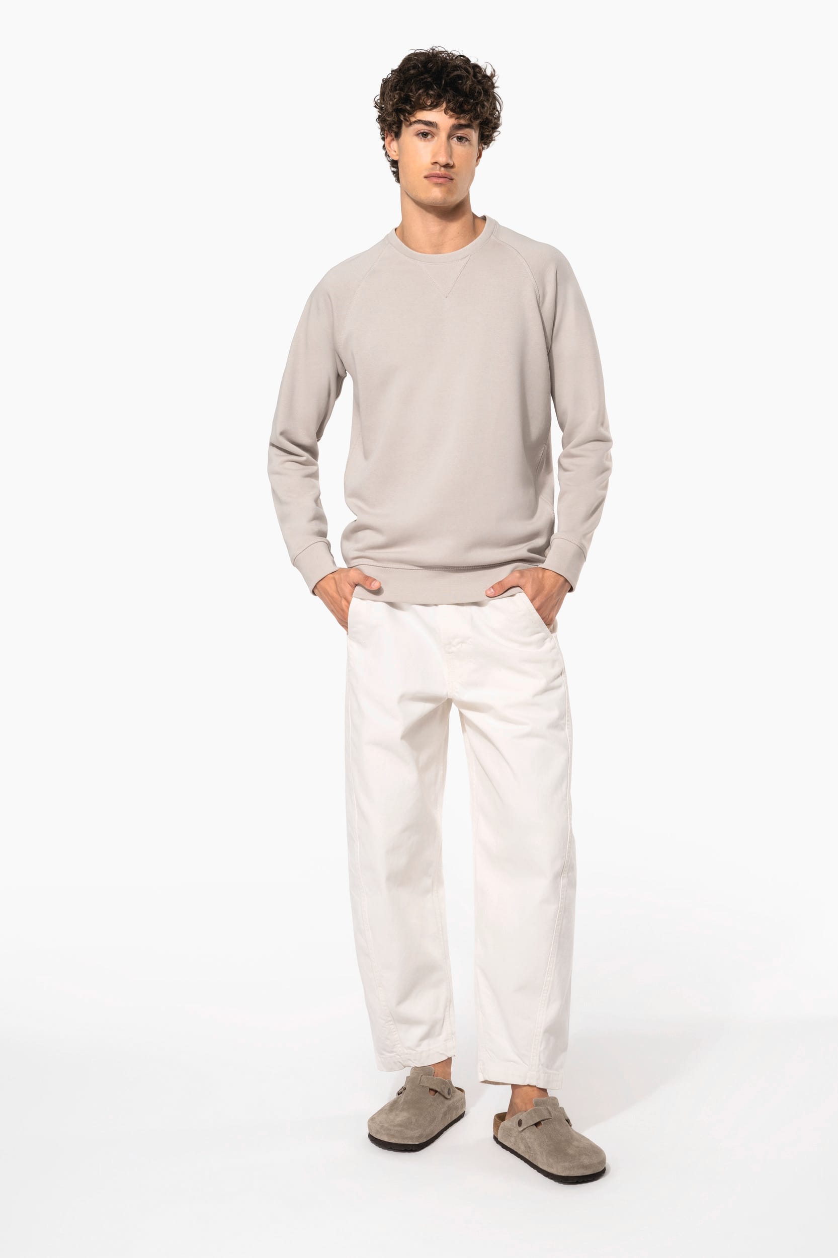 Sweatshirt à manches raglan et col rond en coton biologique pour homme - K480