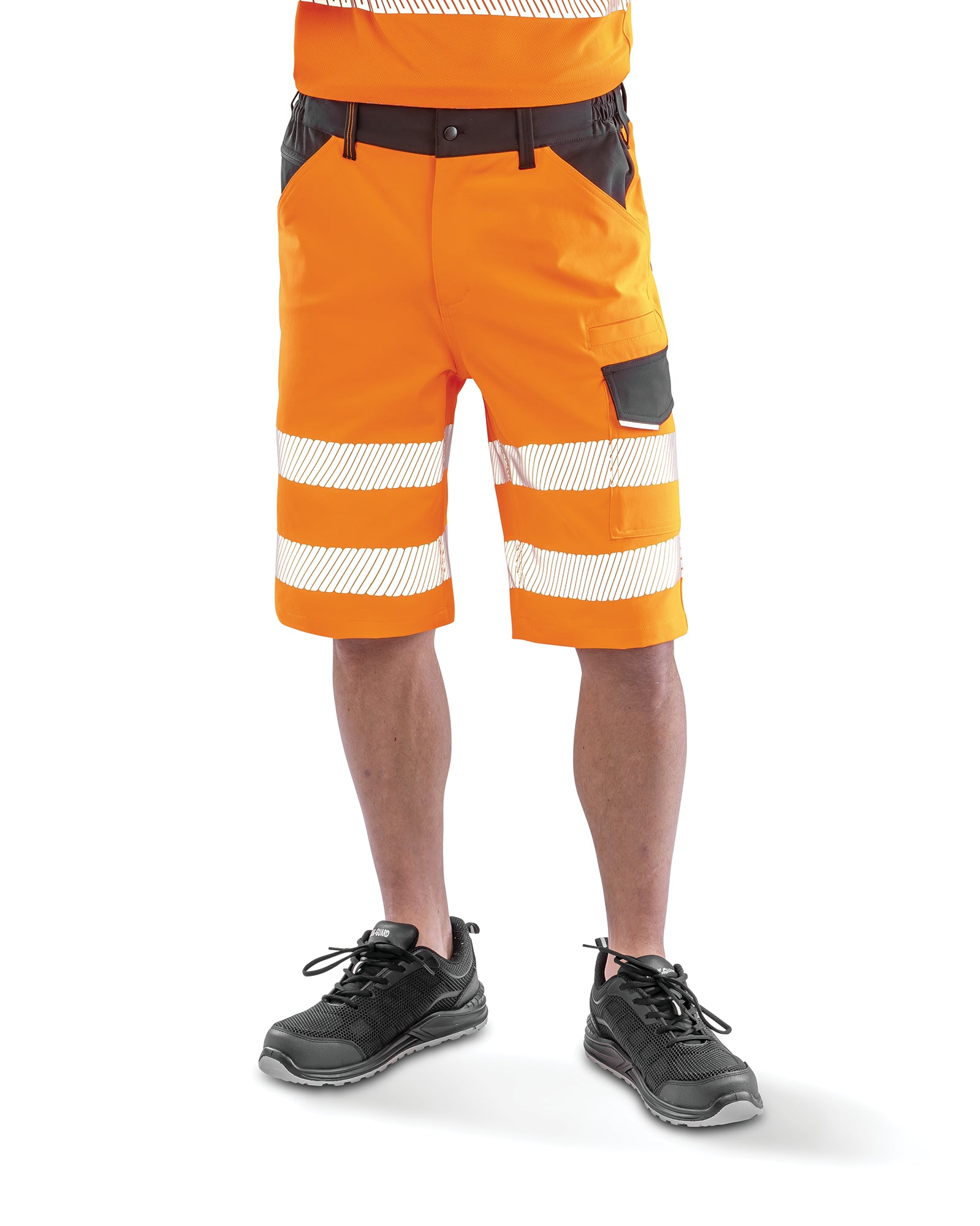 Short de sécurité fluorescent extensible en sergé de polyester recyclé | R519X