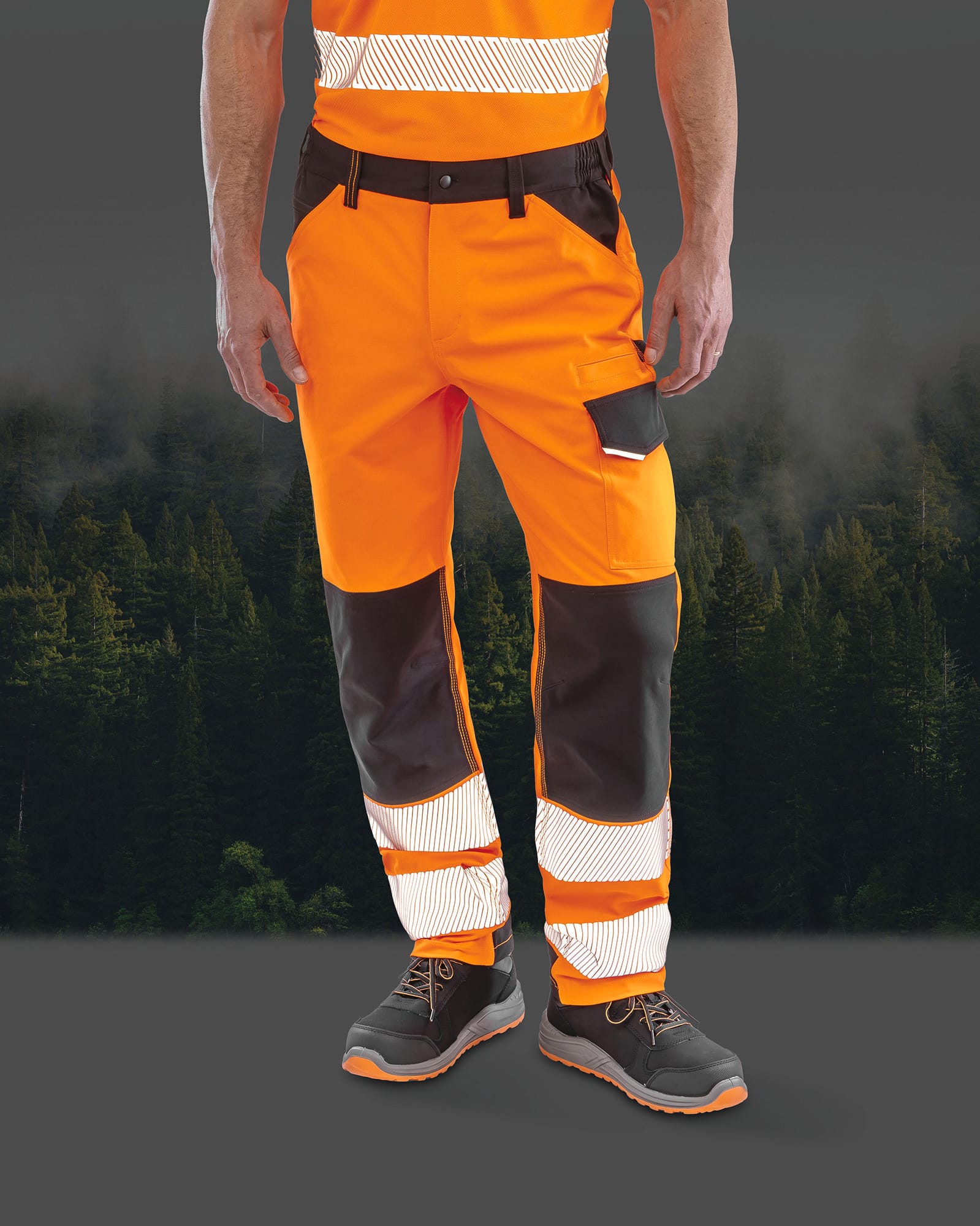 Pantalones de seguridad elásticos de alta visibilidad clase 2 en poliéster reciclado | R517X