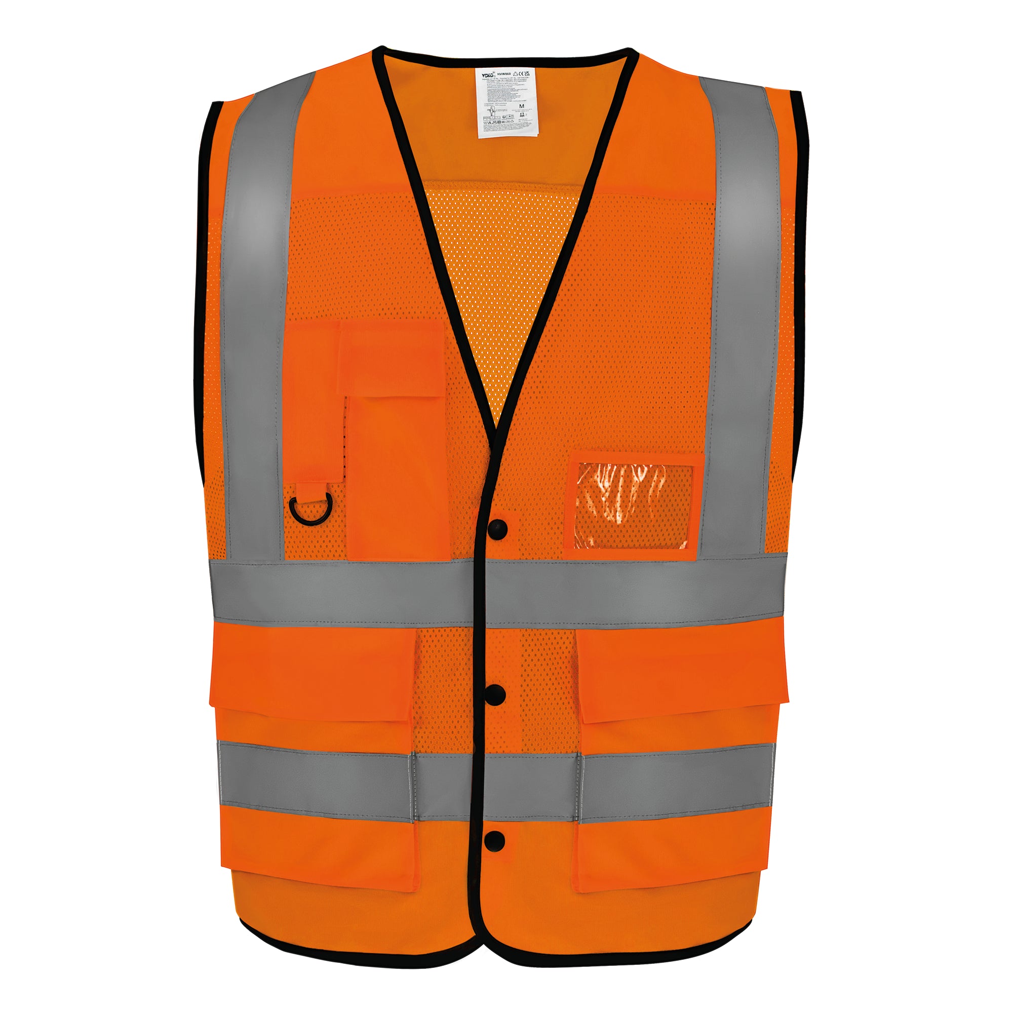Gilet in rete ad alta visibilità con bottoni a pressione in poliestere riciclato | YHVW860