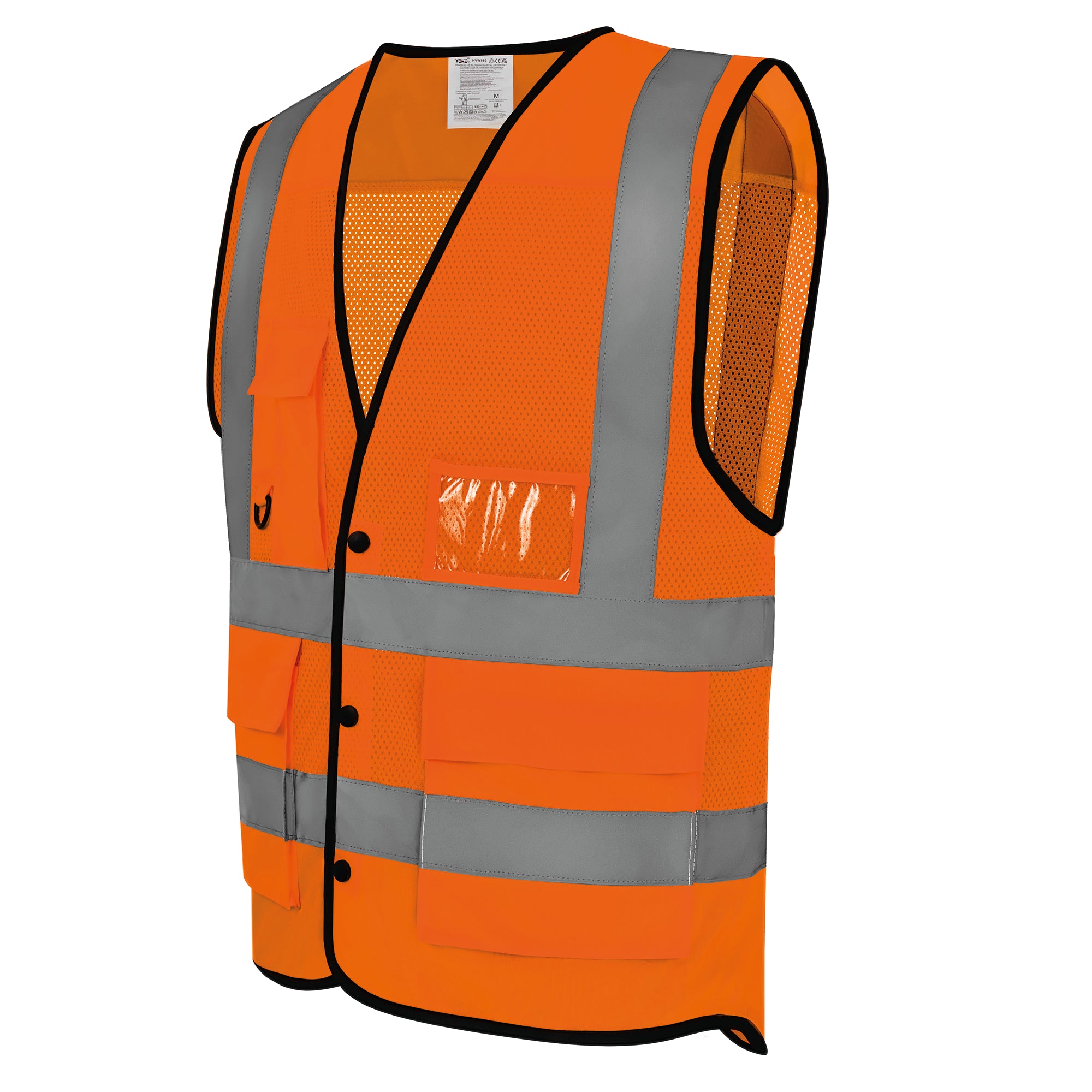 Gilet in rete ad alta visibilità con bottoni a pressione in poliestere riciclato | YHVW860