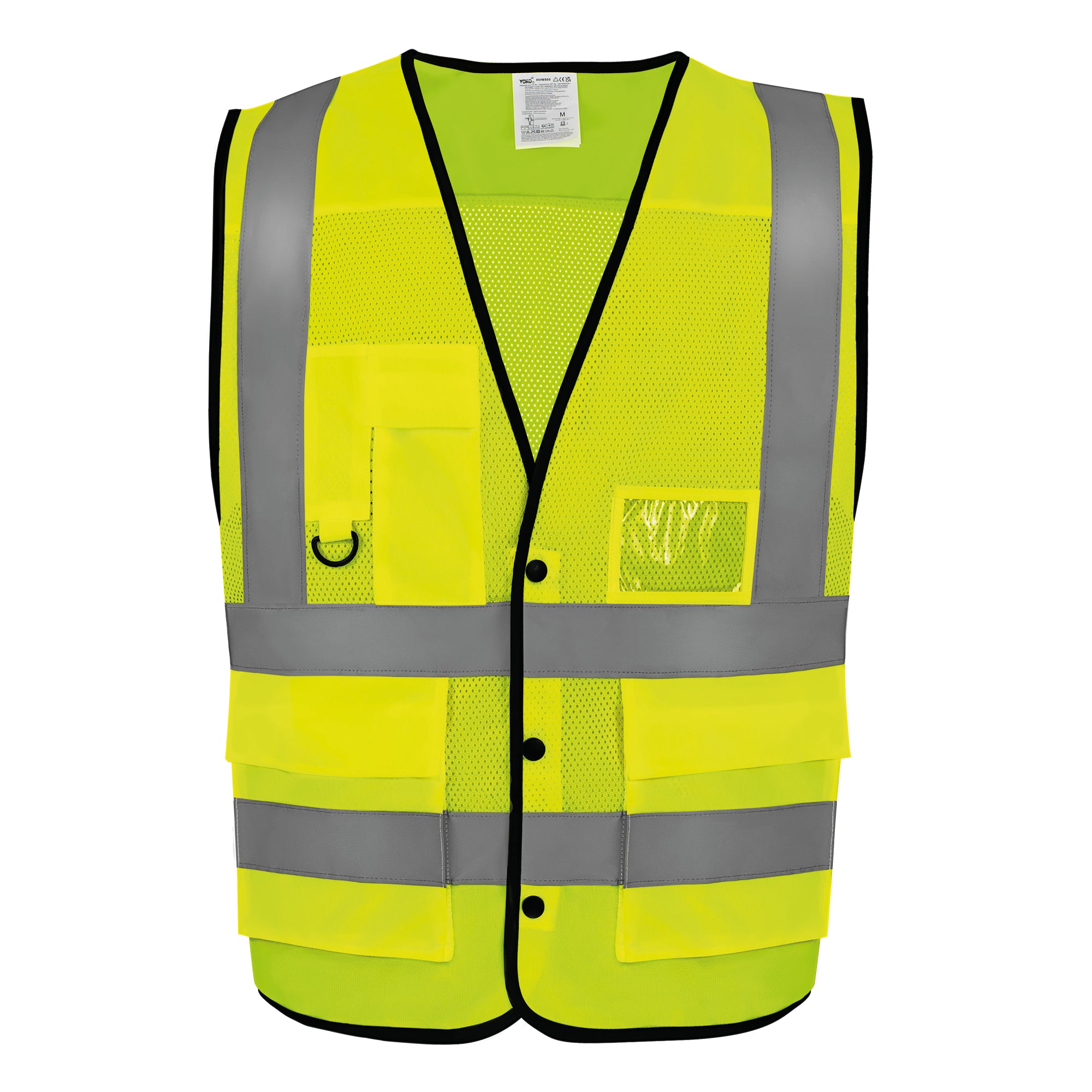 Gilet in rete ad alta visibilità con bottoni a pressione in poliestere riciclato | YHVW860