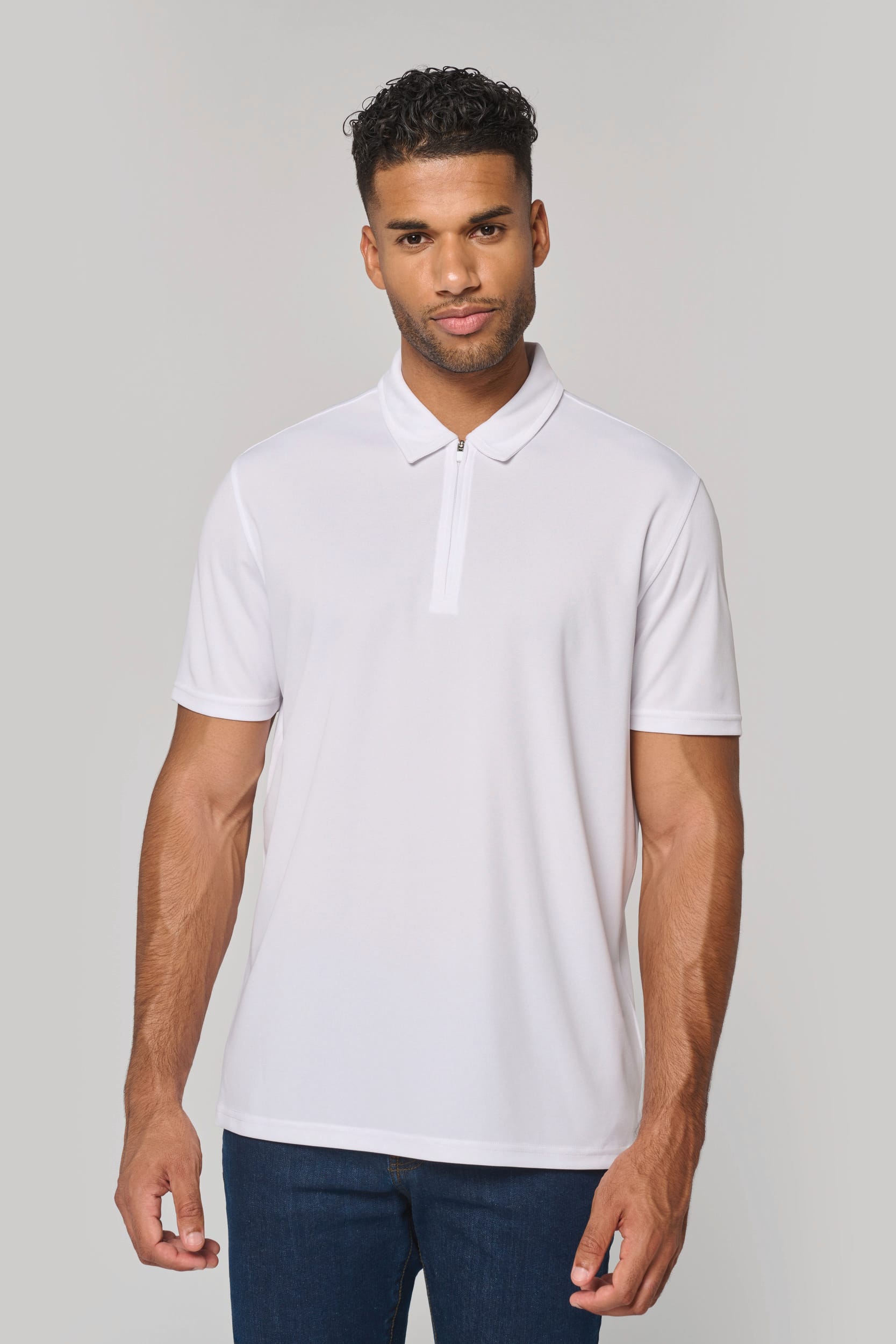Men's 1/4 Zip Sports Polo Shirt | Organic Blank