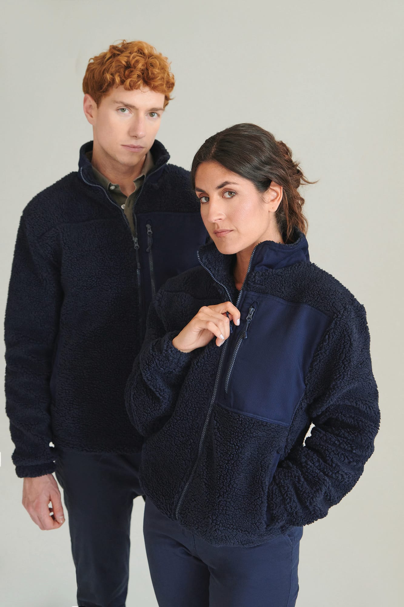 Sherpa Fleece Jacket with Funnel Neck in Recycled Polyester | FR854