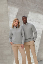 Unisex Zip Neck Sweatshirt in Regenerated Cotton and Recycled Polyester | H842