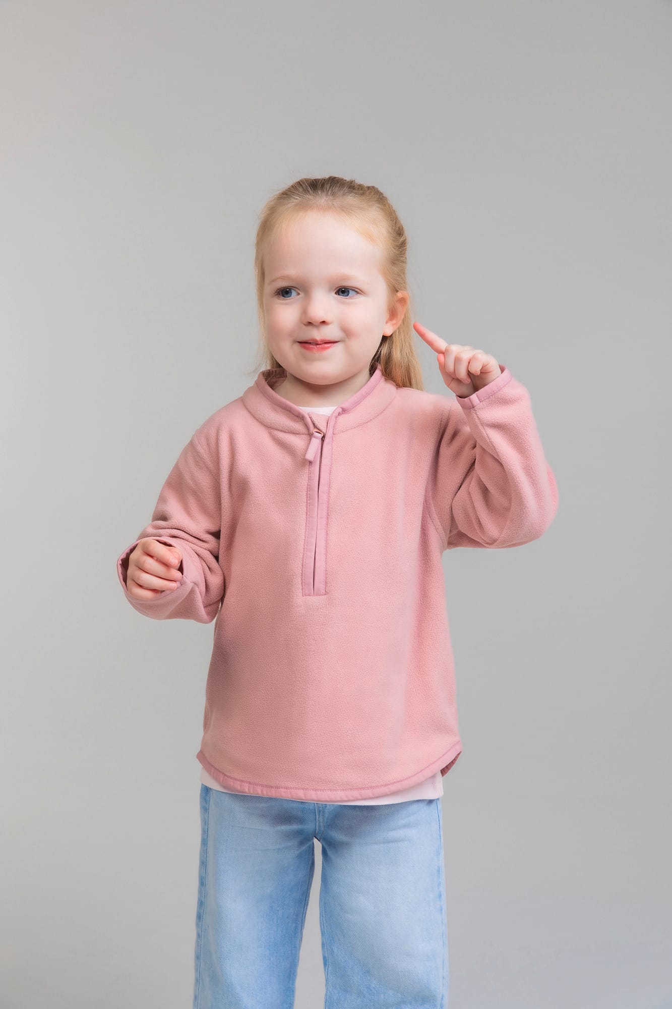 Microfleecejack voor kinderen van gerecycled polyester met 1/4-ritssluiting | LW031