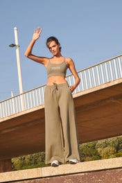 Pantalón de jogging de pernera ancha para mujer de algodón regenerado | SK431