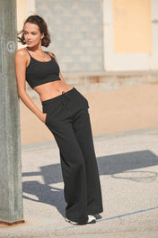 Pantalón de jogging de pernera ancha para mujer de algodón regenerado | SK431