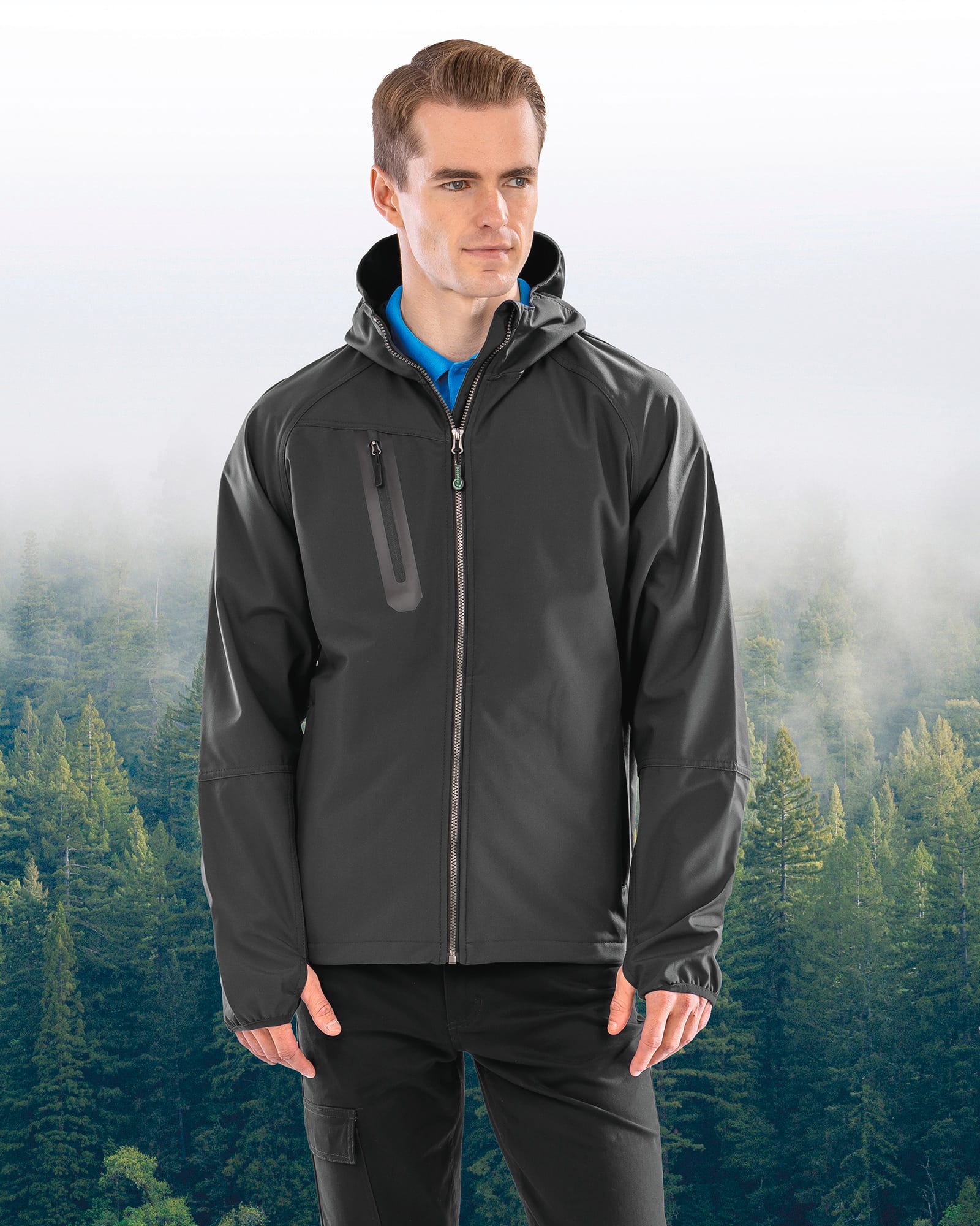 Unisex 3-Layer Hooded Softshell Jacket in Recycled Polyester | R909X