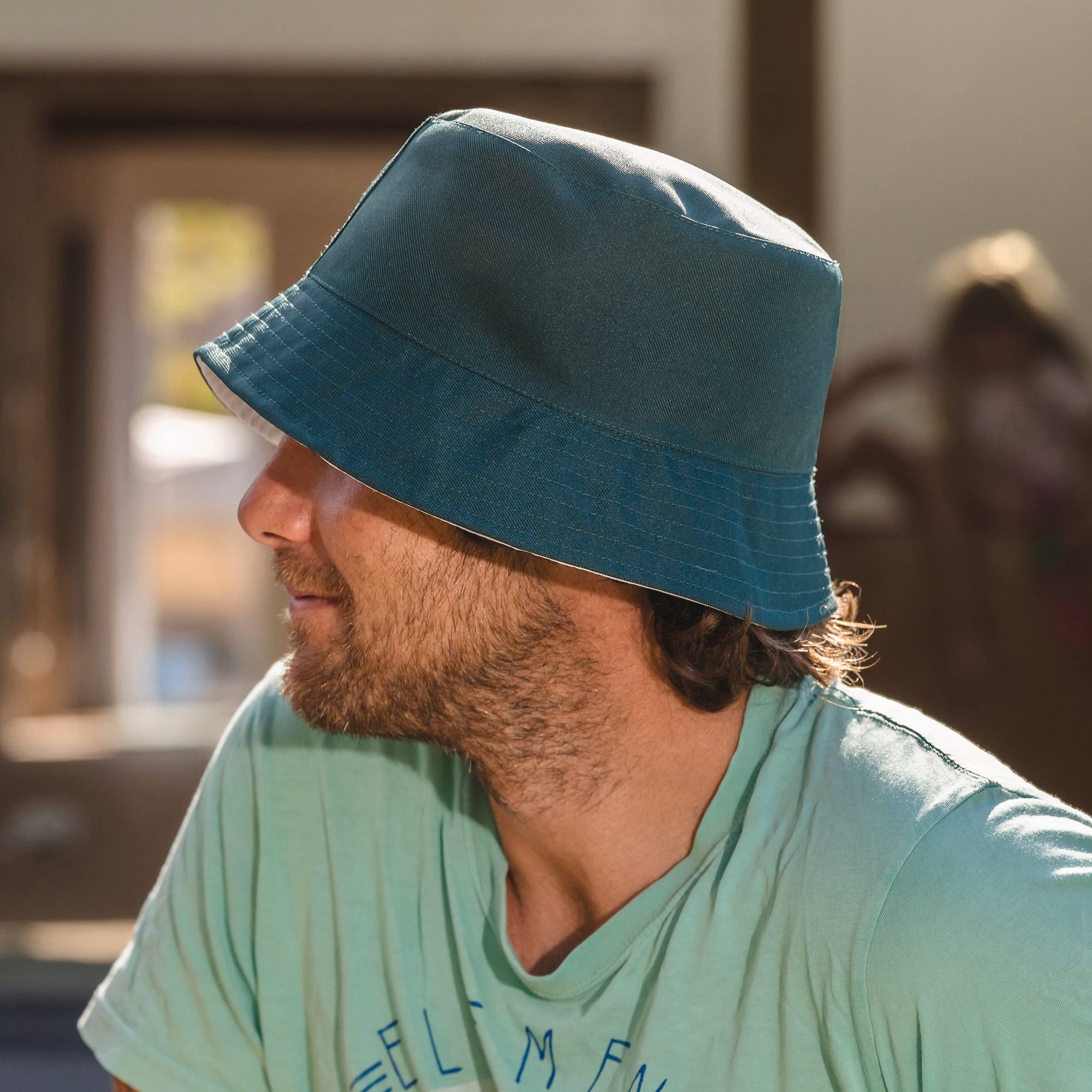 Cappello da pescatore reversibile in twill di poliestere riciclato | RC985X