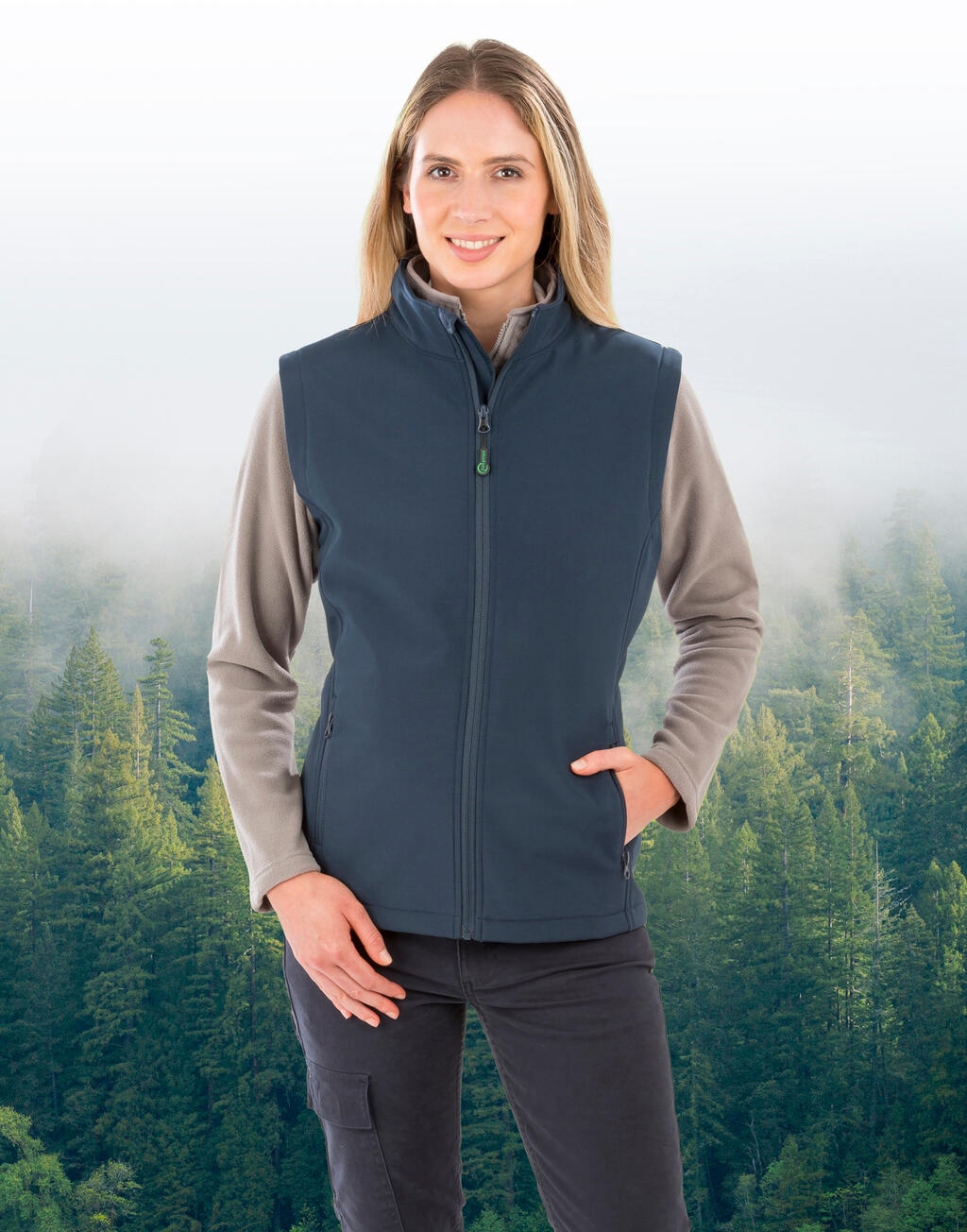 Dames Gerecycleerde 2-Lagen Bedrukbare Softshell Z/W - 96533