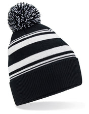 Striped Fan Beanie with Pom Pom – Recycled Yarn | B473R