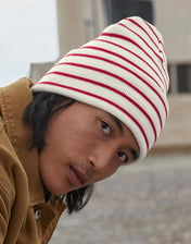 Original Deep Cuffed Striped Beanie – Recycled Yarn | B39R