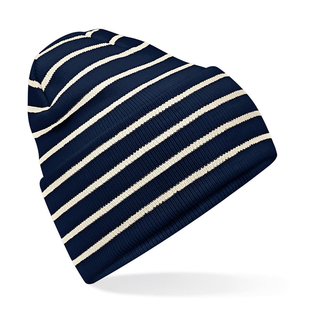 Original Deep Cuffed Striped Beanie – Recycled Yarn | B39R