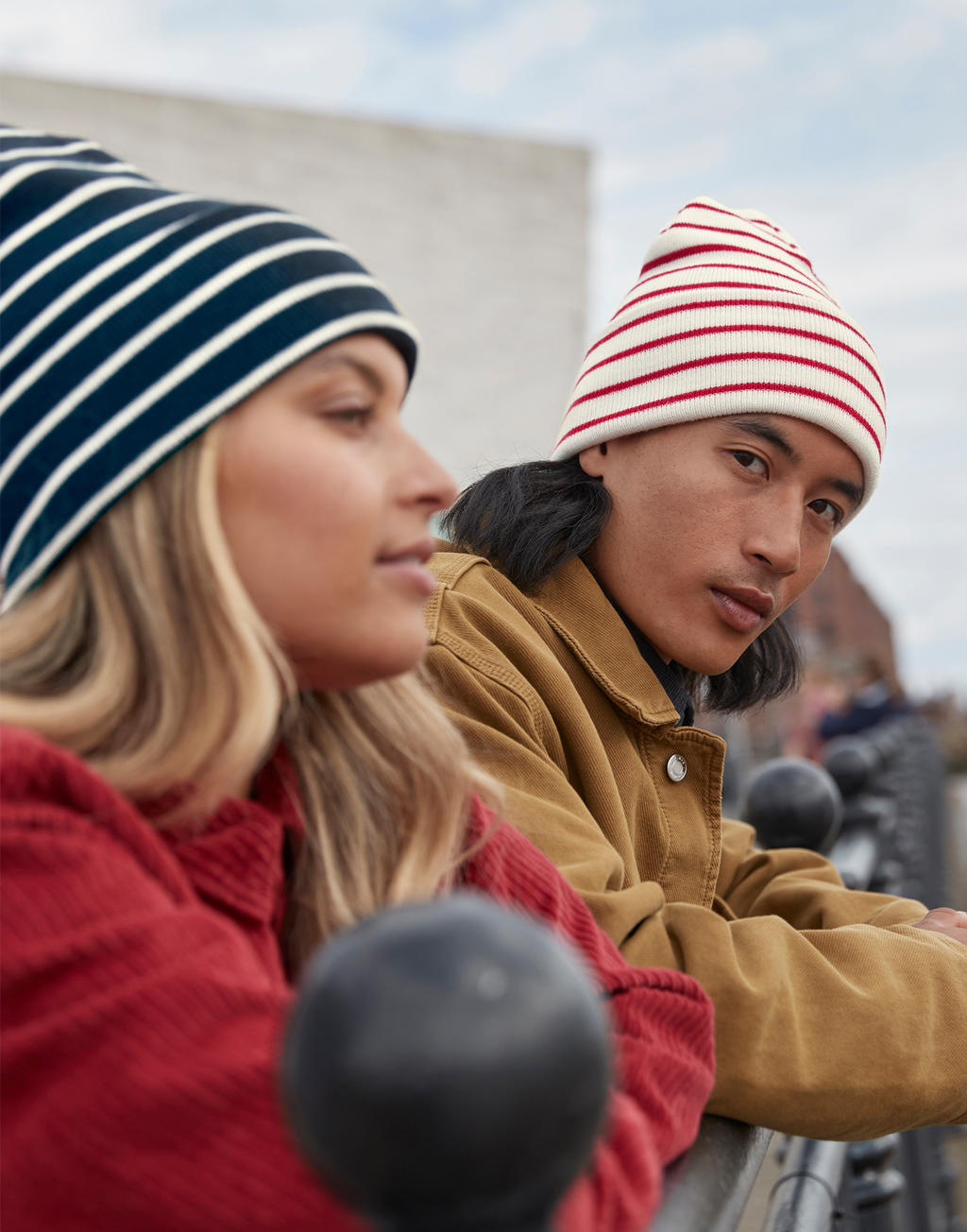 Original Deep Cuffed Striped Beanie – Recycled Yarn | B39R