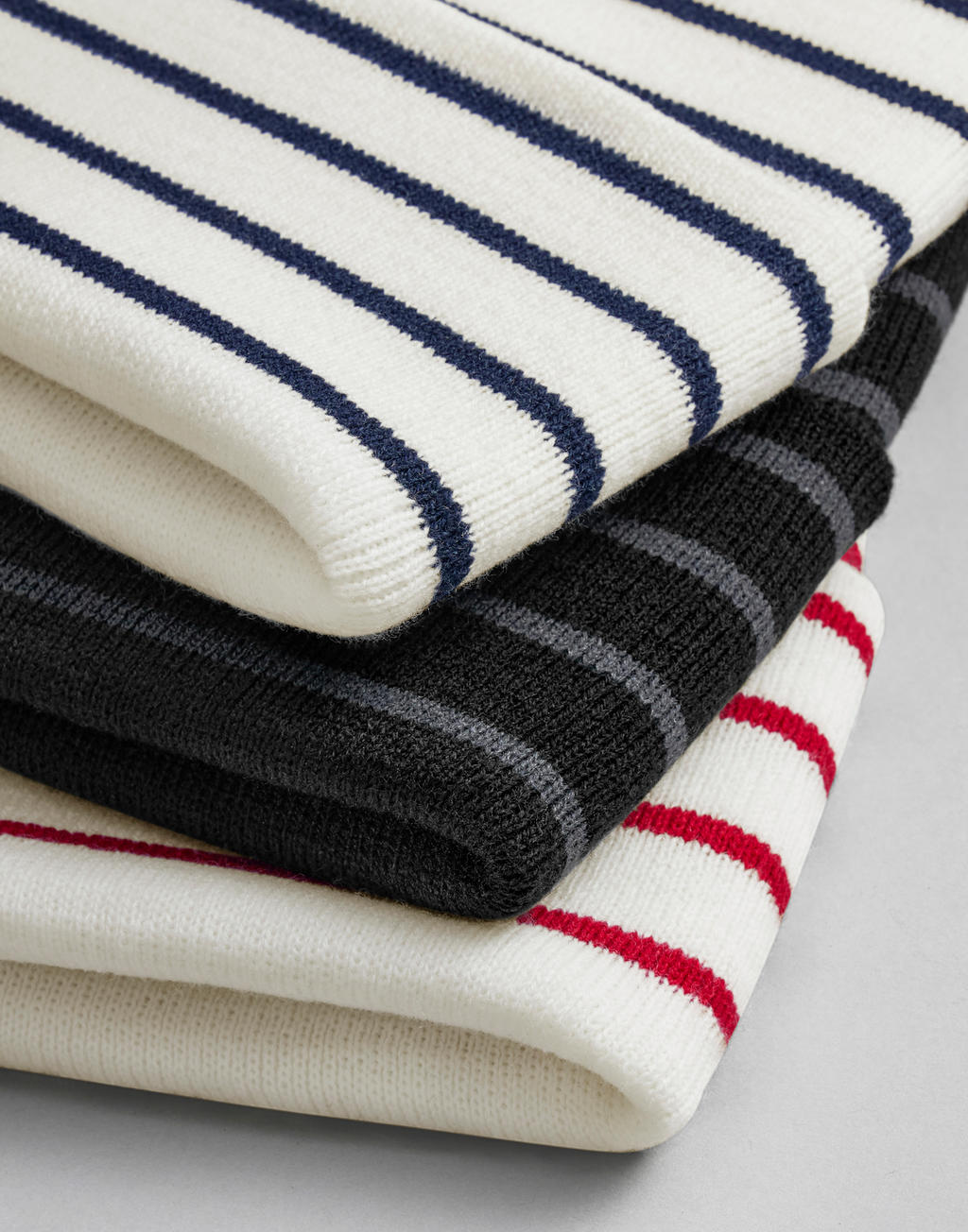 Original Deep Cuffed Striped Beanie – Recycled Yarn | B39R
