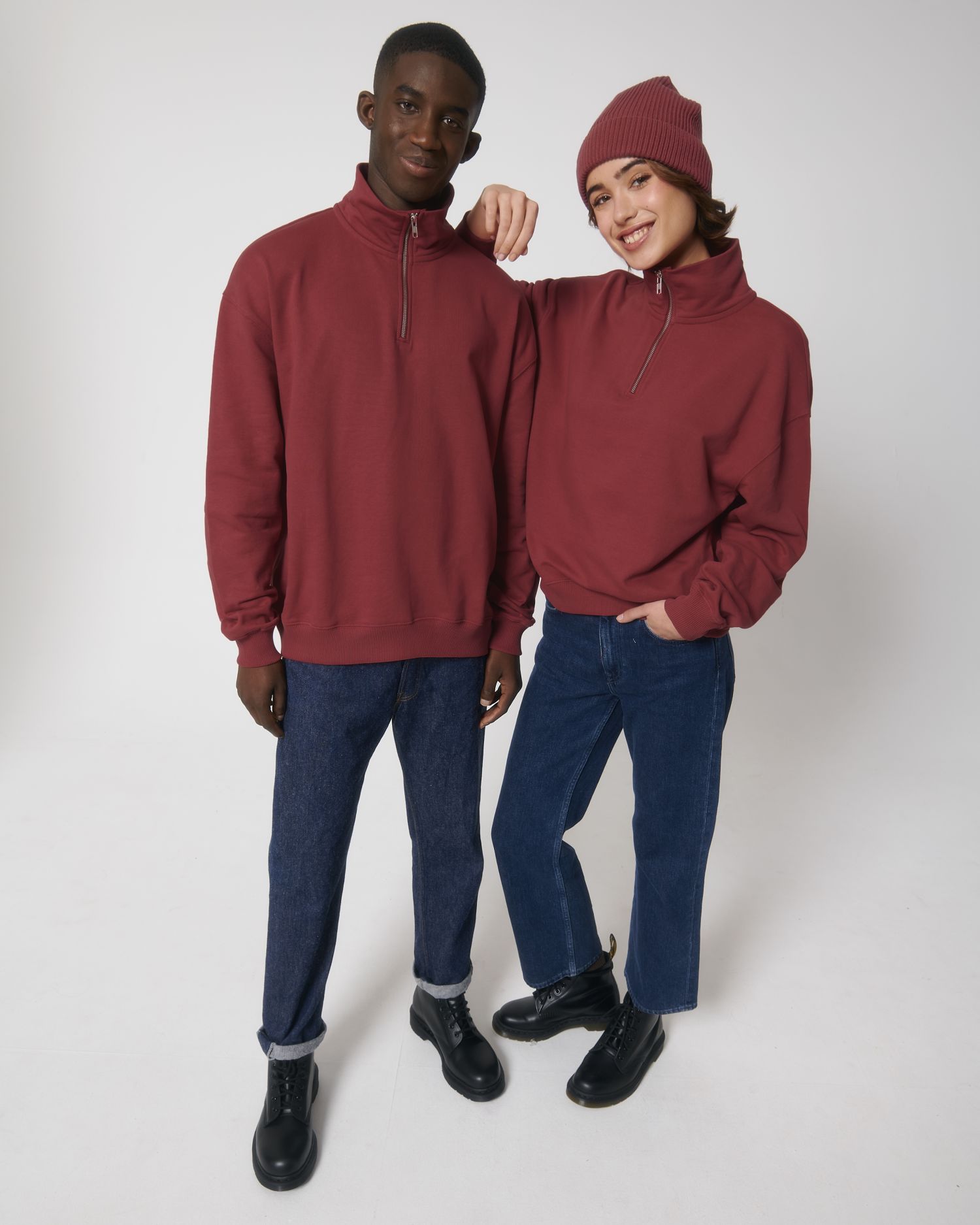 Unisex Organic Cotton Quarter Zip Crewnecks  Sweatshirt 400 G/M² | Miller Dry STSU795