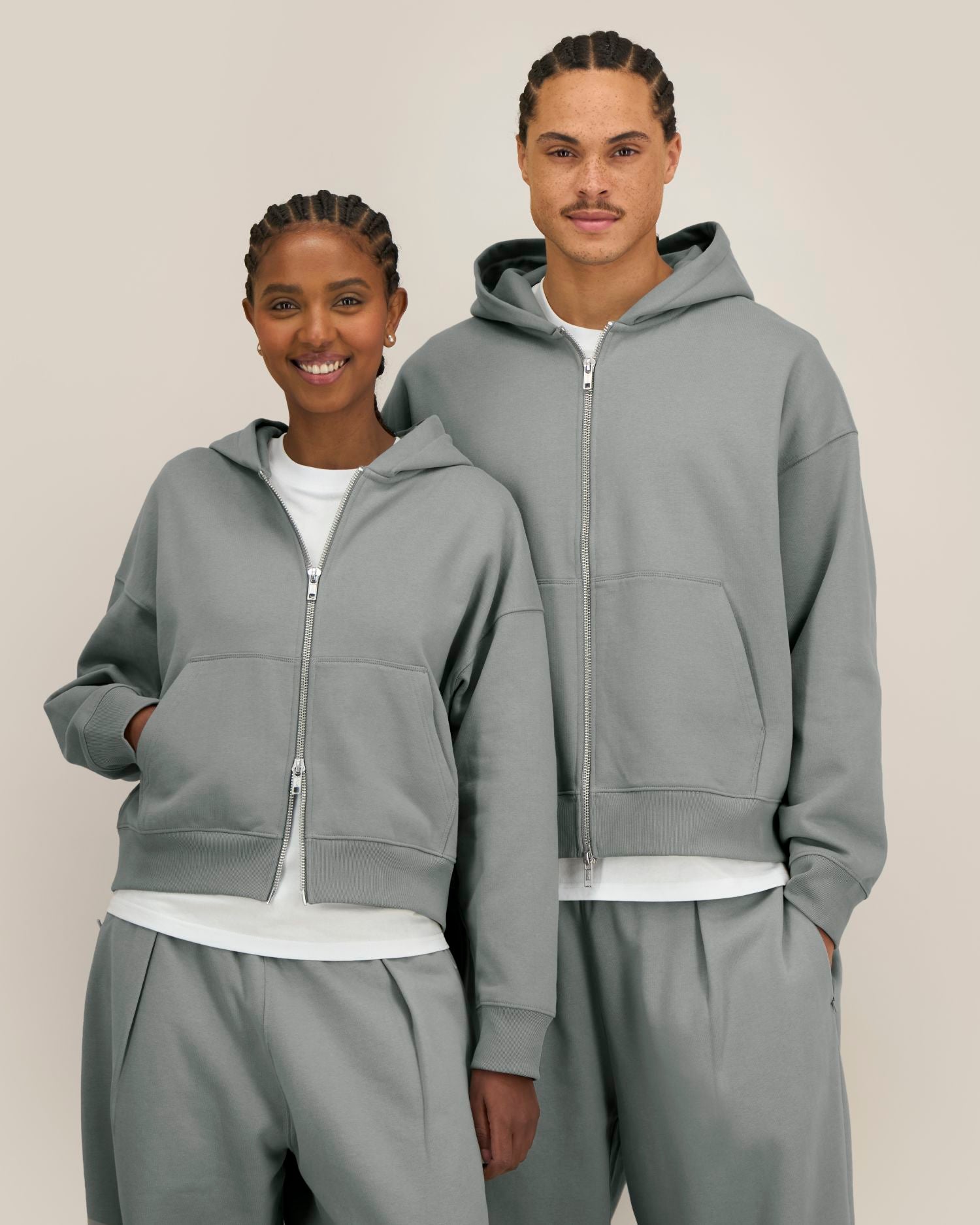 Sudadera unisex Oversized con capucha y cremallera completa de algodón reciclado - 400 g/m² | Fronter - STSU275