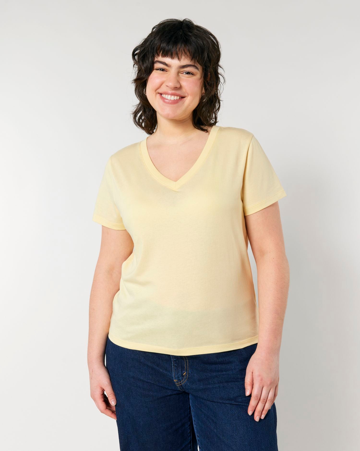 Camiseta orgánica de mujer con cuello en V - 155 GSM | Stella Isla STTW176