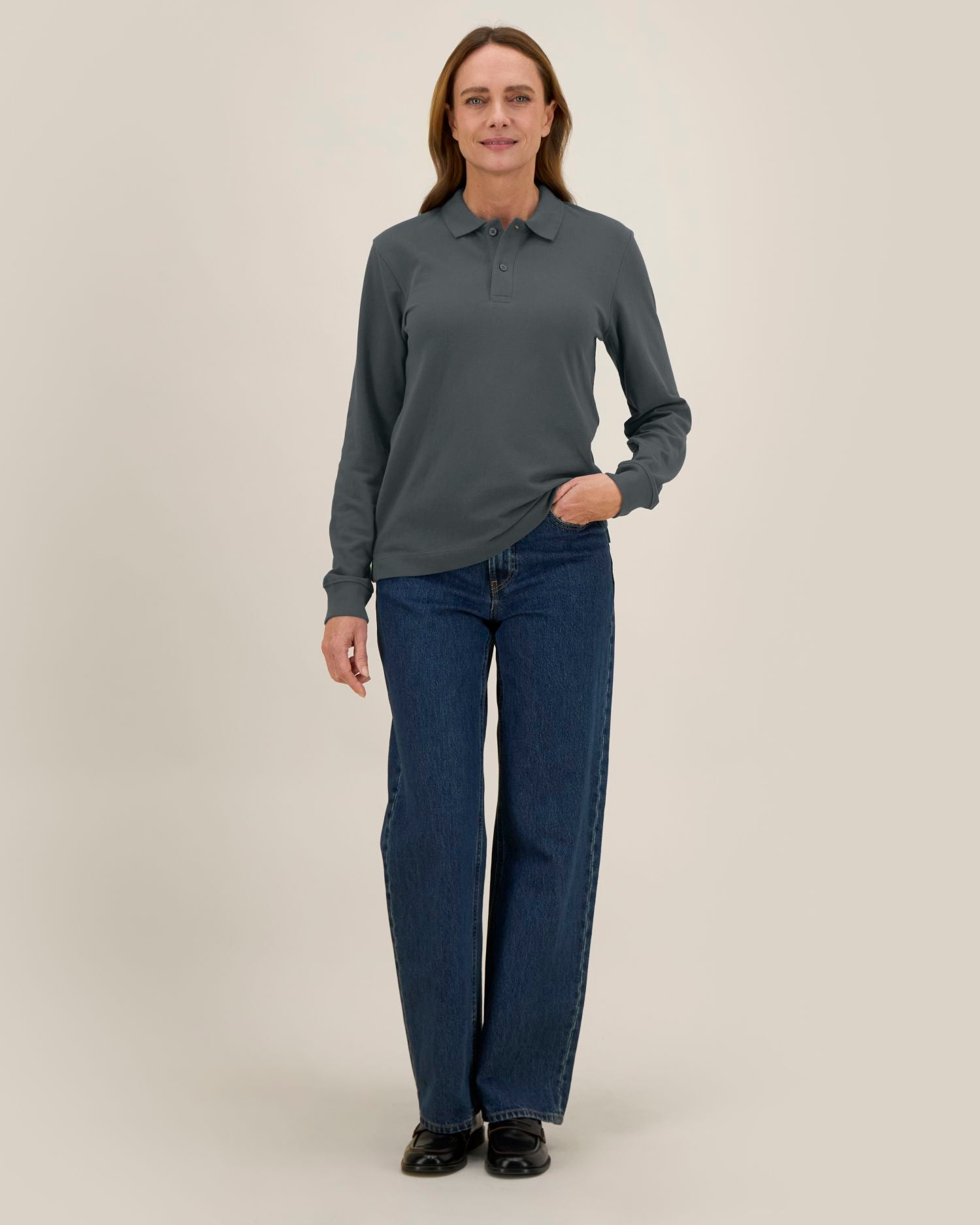 Unisex Organic Cotton Long Sleeve Polo - 240 GSM | Prepster 2.0 STPU223