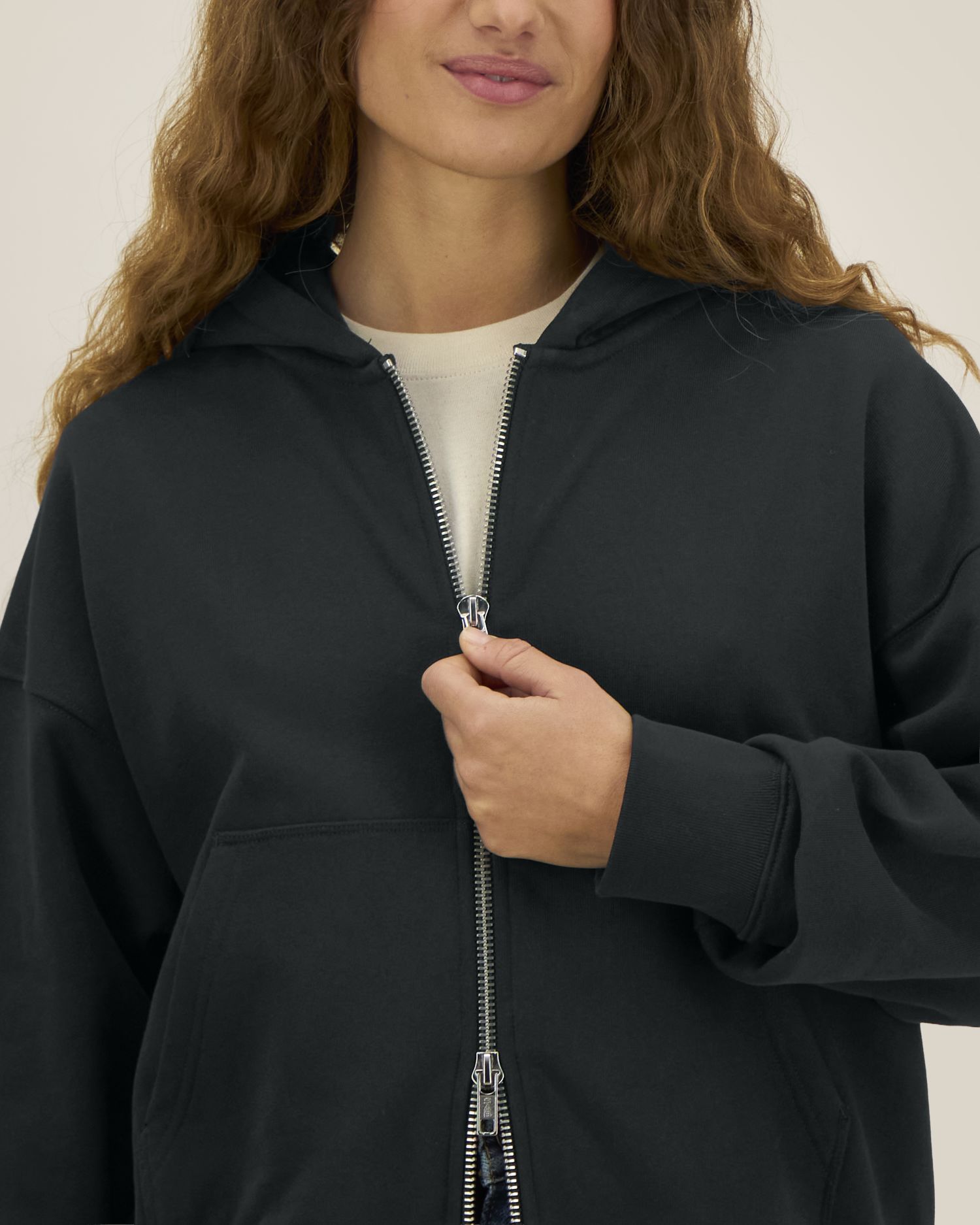 Sudadera unisex Oversized con capucha y cremallera completa de algodón reciclado - 400 g/m² | Fronter - STSU275