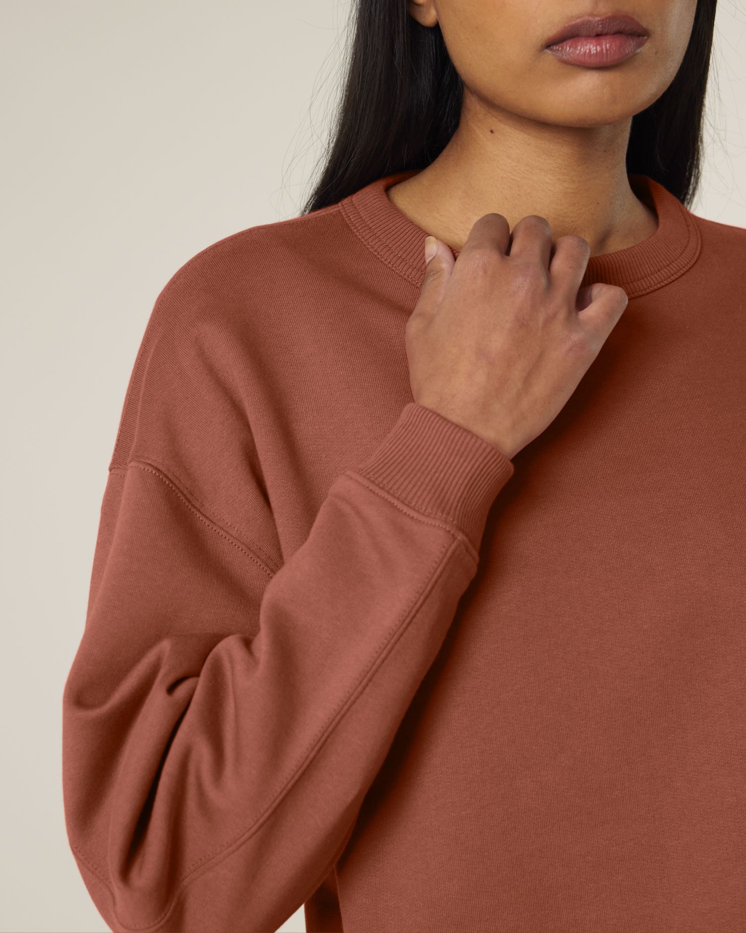 Women's Oversized Organic Cotton Crew Neck Sweatshirt - 300 GSM | Stella Paloma STSW218