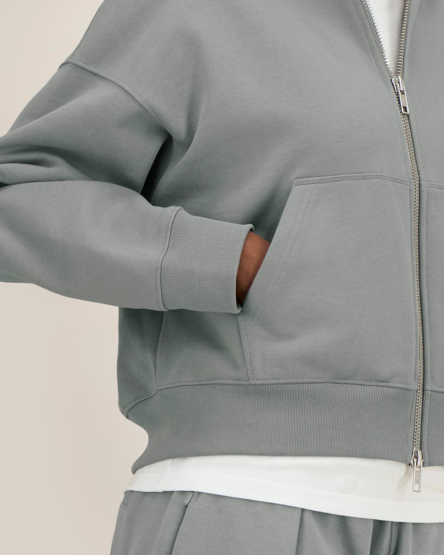 Sudadera unisex Oversized con capucha y cremallera completa de algodón reciclado - 400 g/m² | Fronter - STSU275