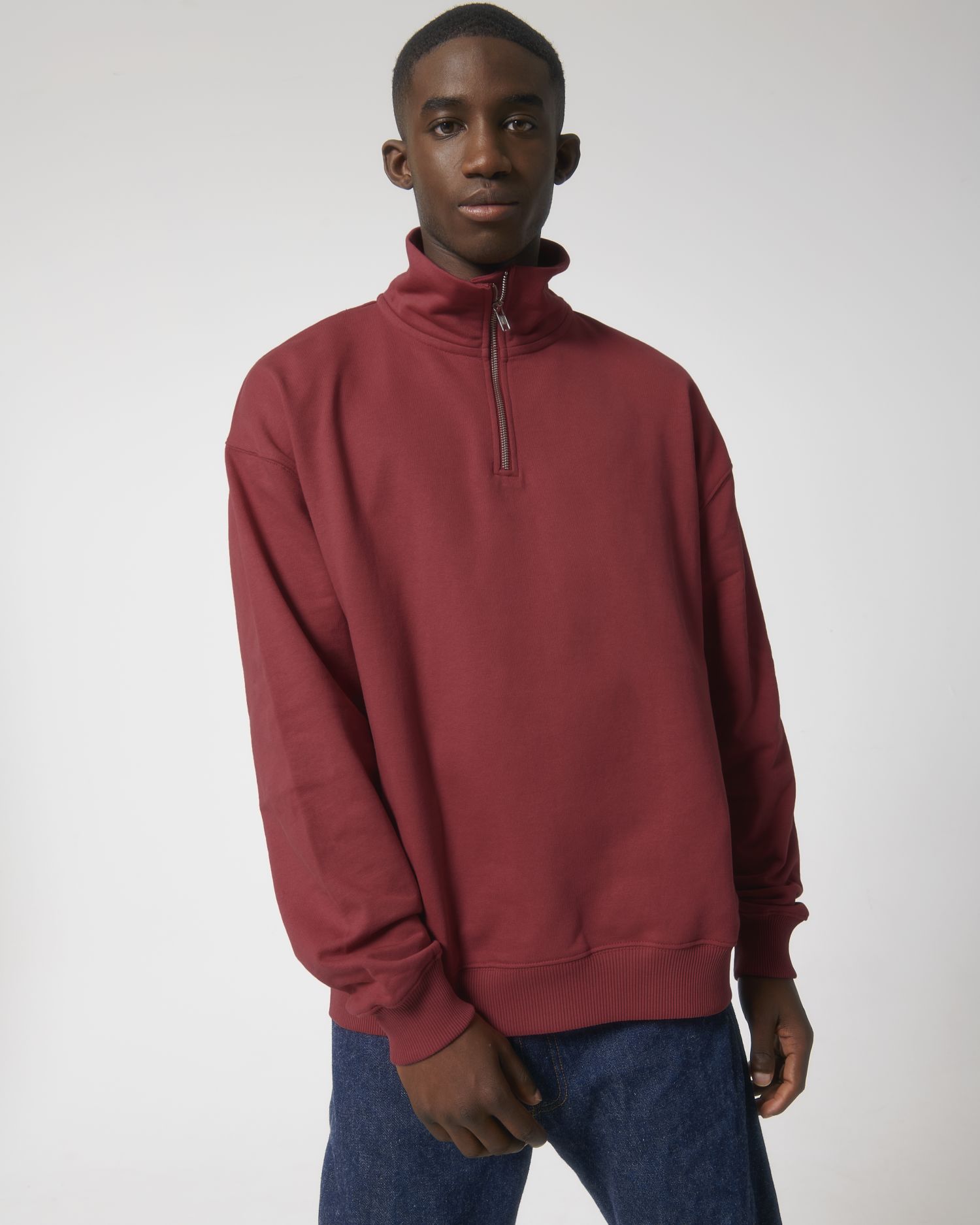 Unisex Organic Cotton Quarter Zip Crewnecks  Sweatshirt 400 G/M² | Miller Dry STSU795