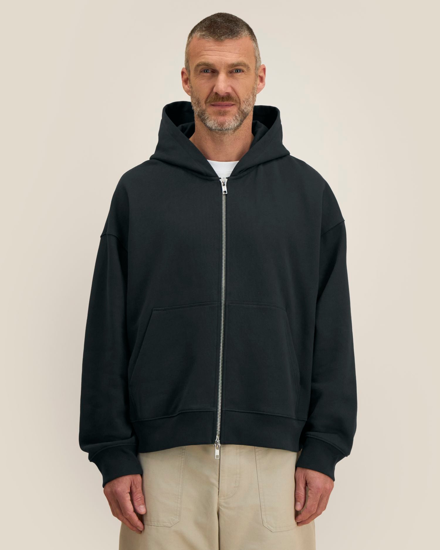 Sudadera unisex Oversized con capucha y cremallera completa de algodón reciclado - 400 g/m² | Fronter - STSU275