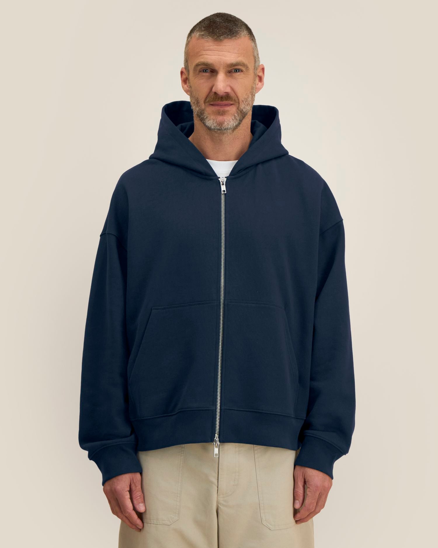 Sudadera unisex Oversized con capucha y cremallera completa de algodón reciclado - 400 g/m² | Fronter - STSU275