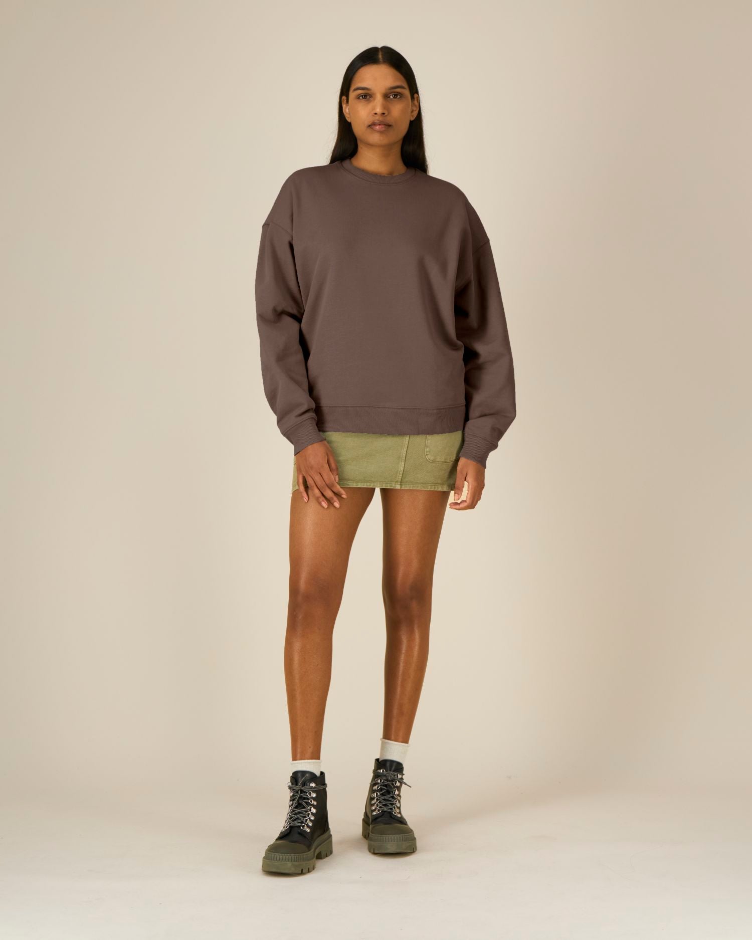 Uniseks Oversized Organisch Katoenen Ronde Hals Sweater - 350 GSM | Radder 2.0 STSU208