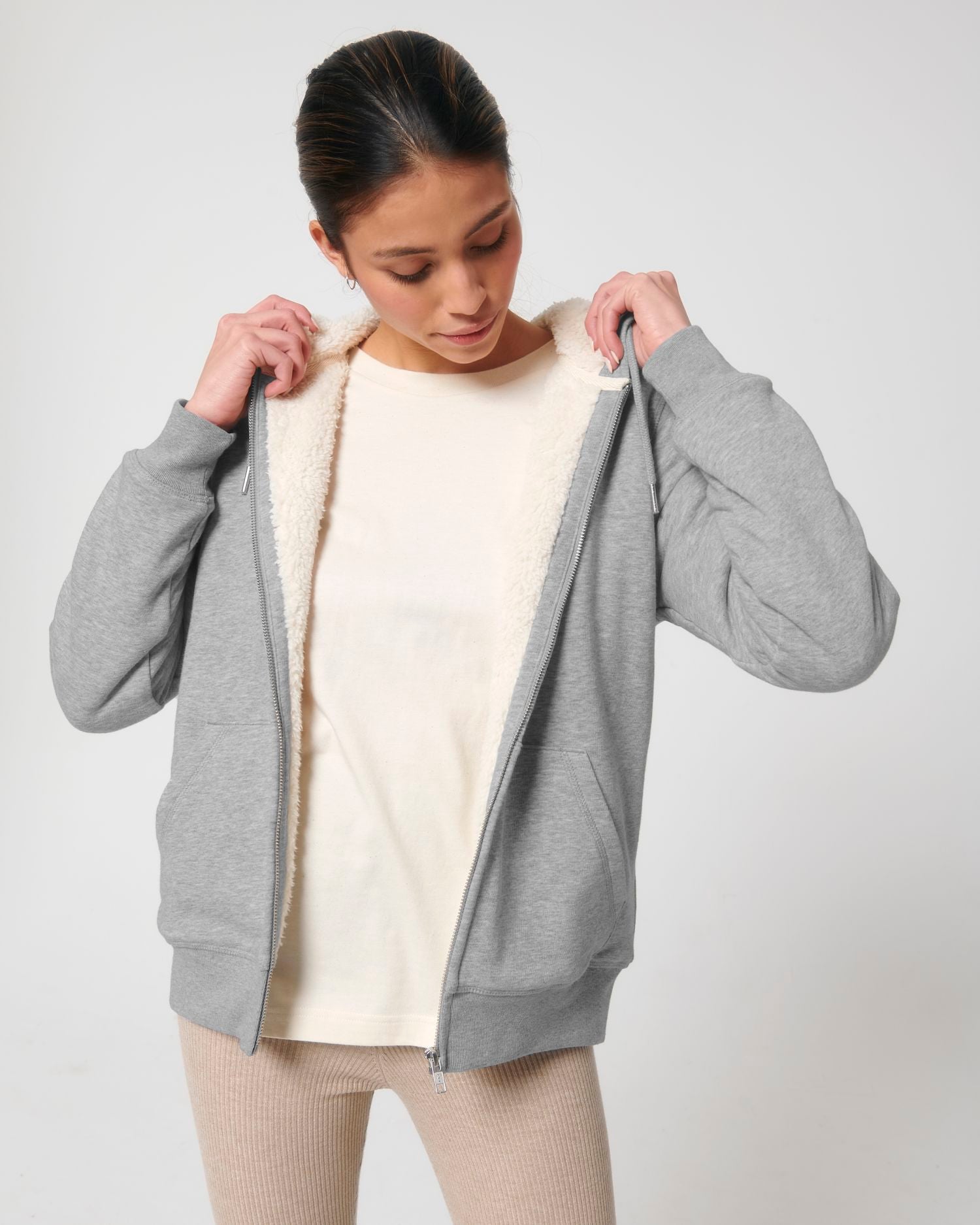 Warm Hygger Sherpa Zipthr Zip Hoodie | Organic Blank