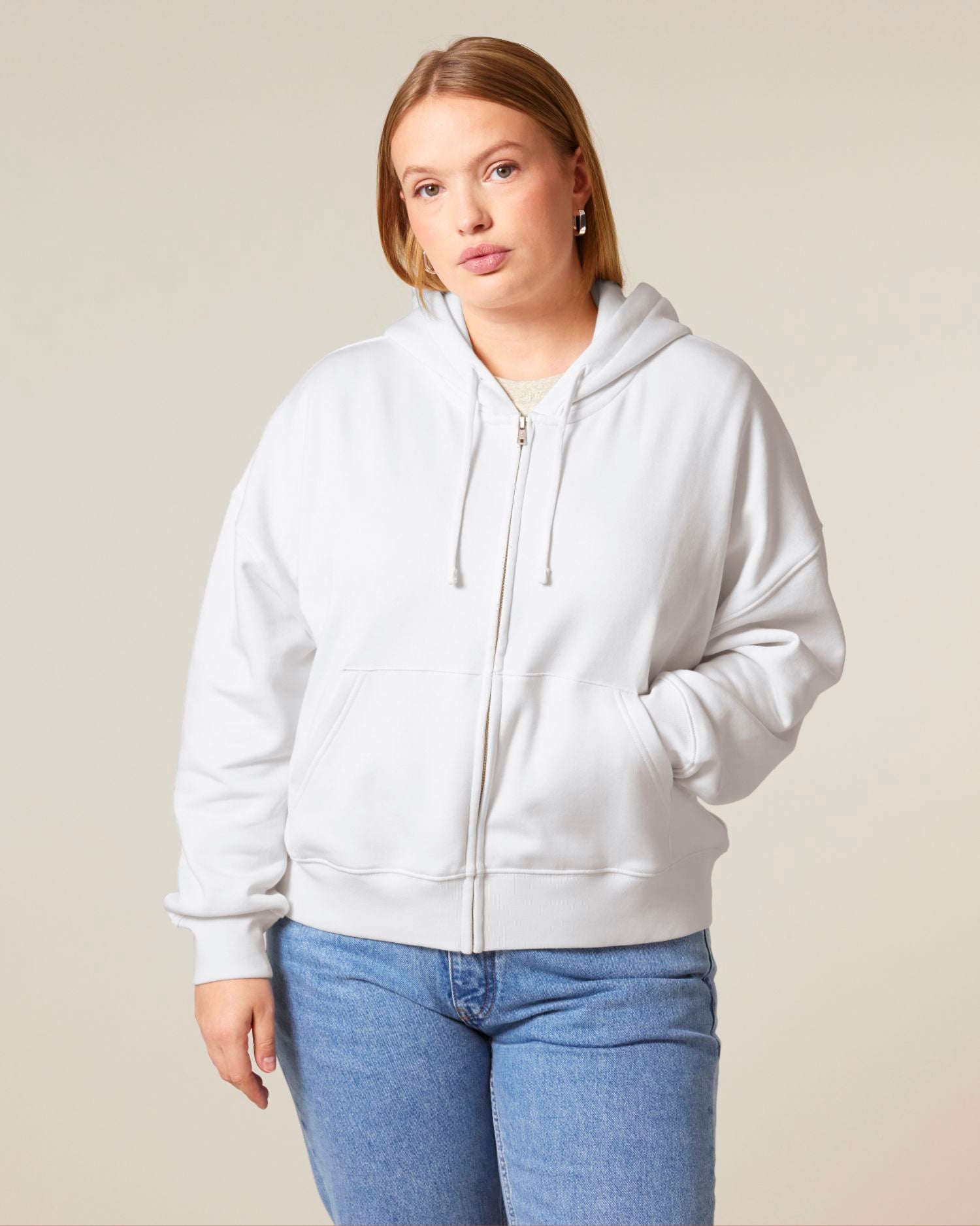 Women's Organic Zip-Thru Hoodie Sweatshirt - 300 GSM | Stella Ida STSW214