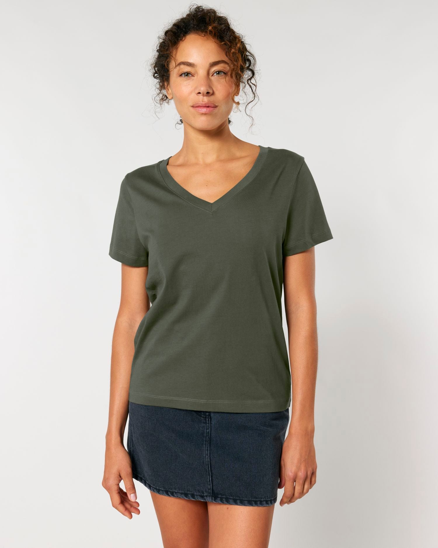 Camiseta orgánica de mujer con cuello en V - 155 GSM | Stella Isla STTW176