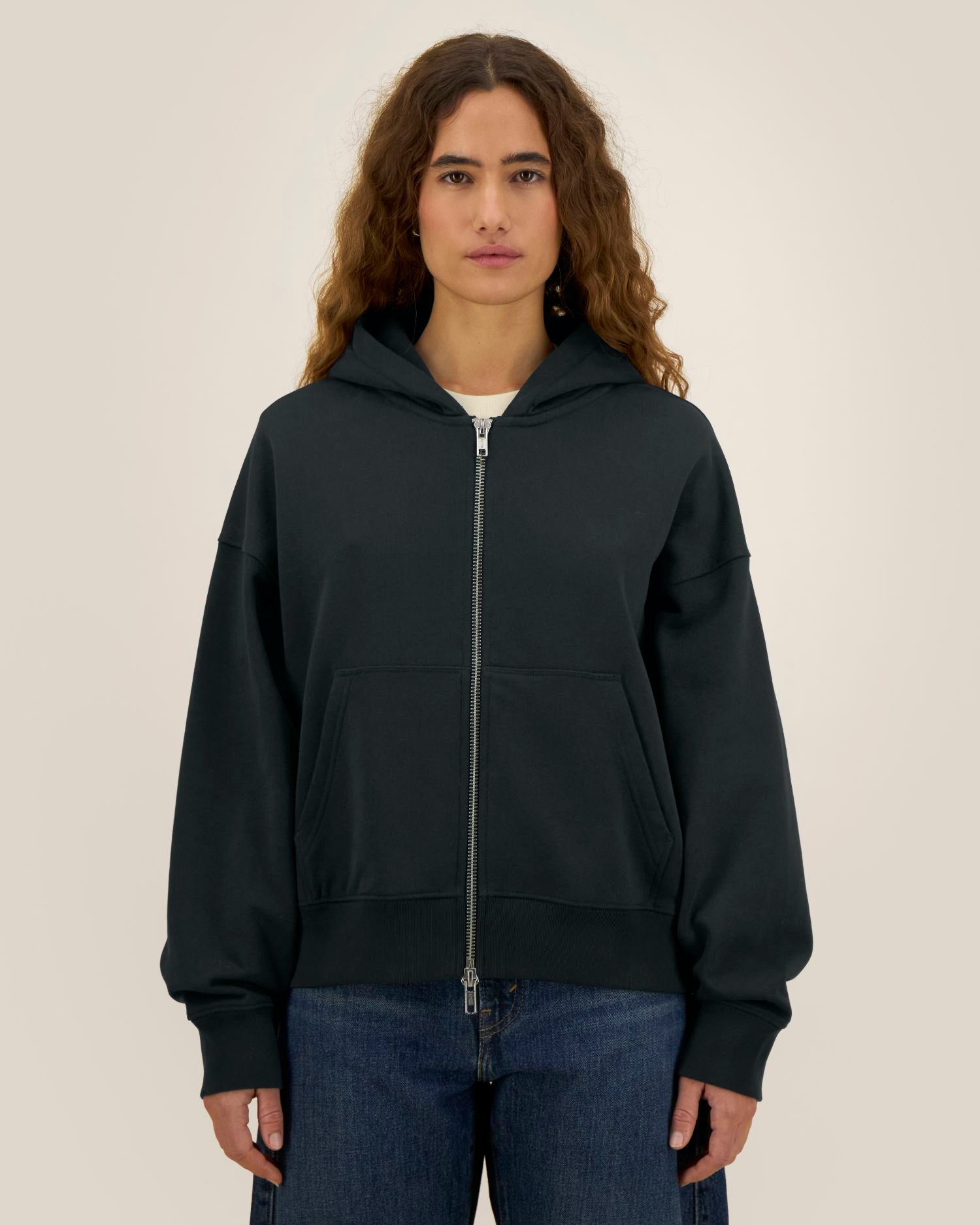 Sudadera unisex Oversized con capucha y cremallera completa de algodón reciclado - 400 g/m² | Fronter - STSU275