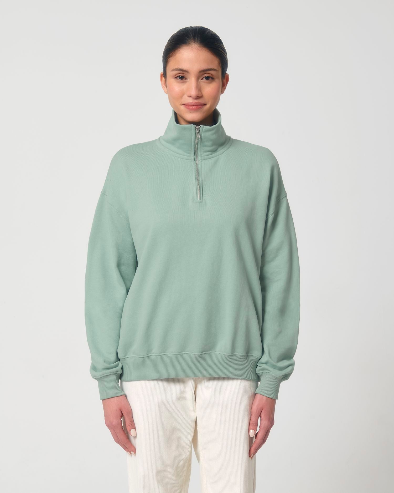 Unisex Organic Cotton Quarter Zip Crewnecks  Sweatshirt 400 G/M² | Miller Dry STSU795