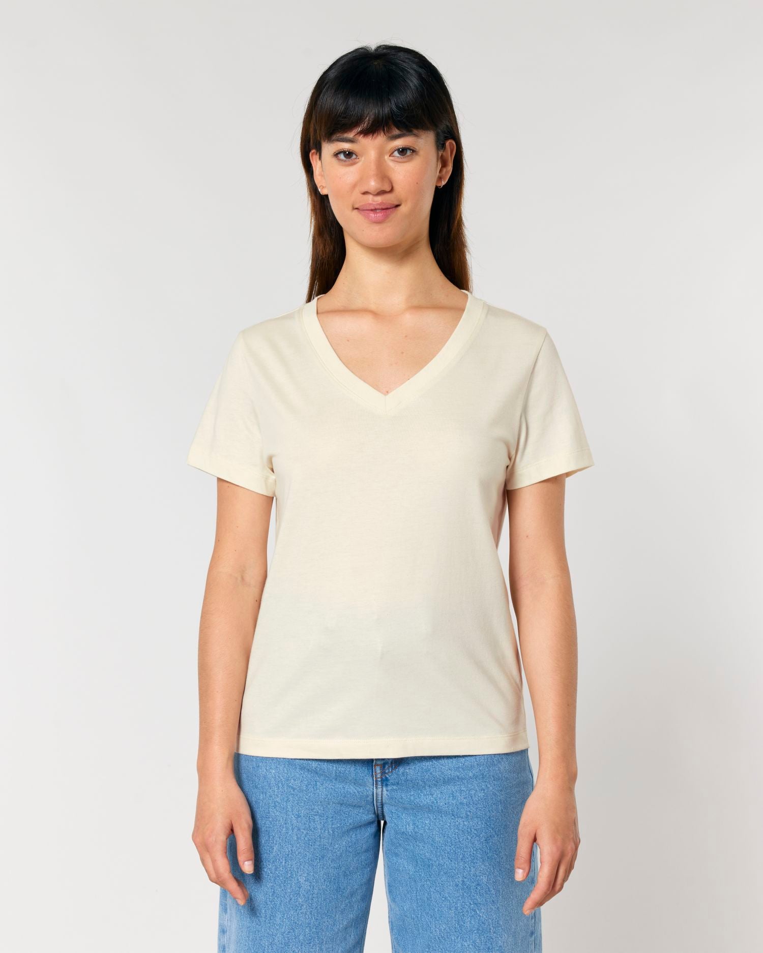 Camiseta orgánica de mujer con cuello en V - 155 GSM | Stella Isla STTW176