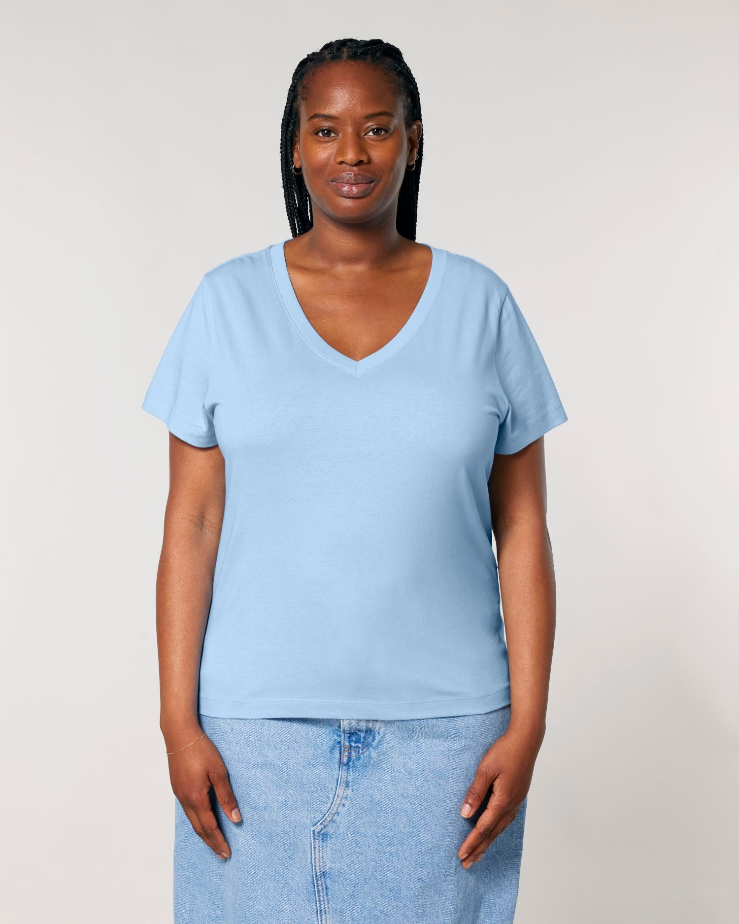 Camiseta orgánica de mujer con cuello en V - 155 GSM | Stella Isla STTW176