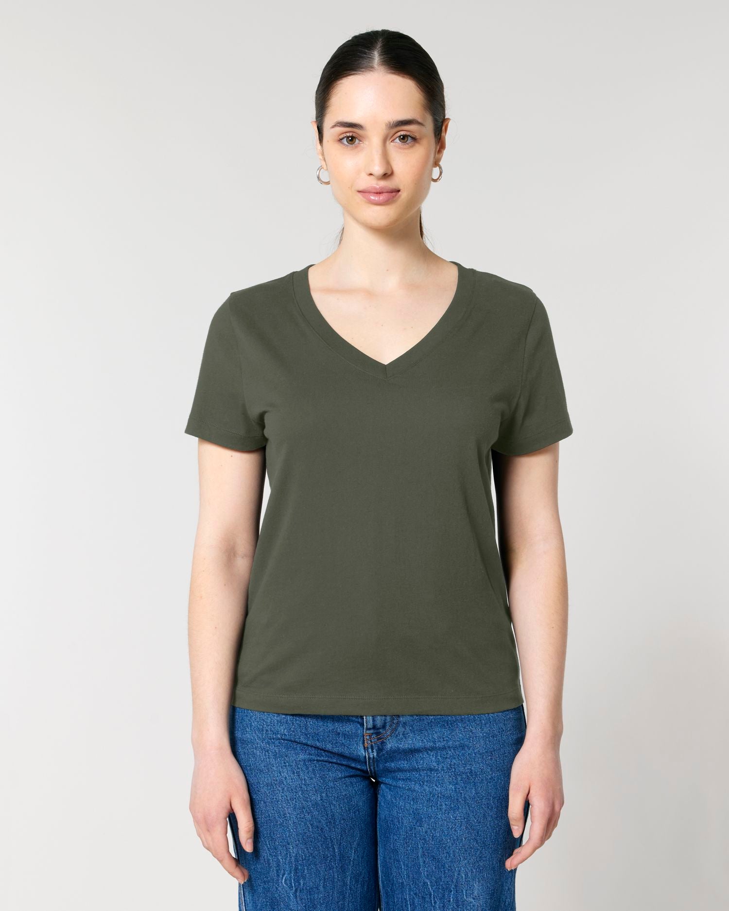 Camiseta orgánica de mujer con cuello en V - 155 GSM | Stella Isla STTW176