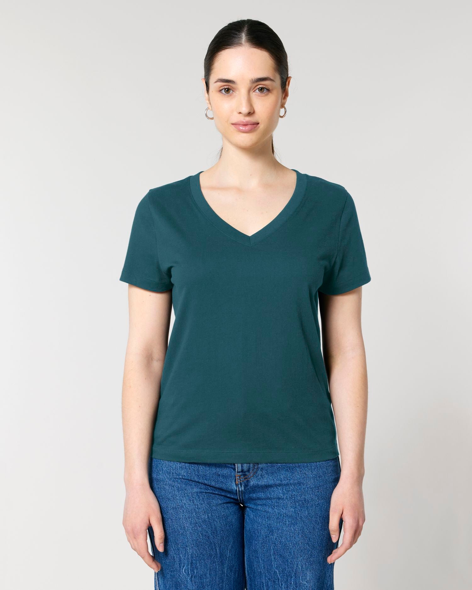 Camiseta orgánica de mujer con cuello en V - 155 GSM | Stella Isla STTW176